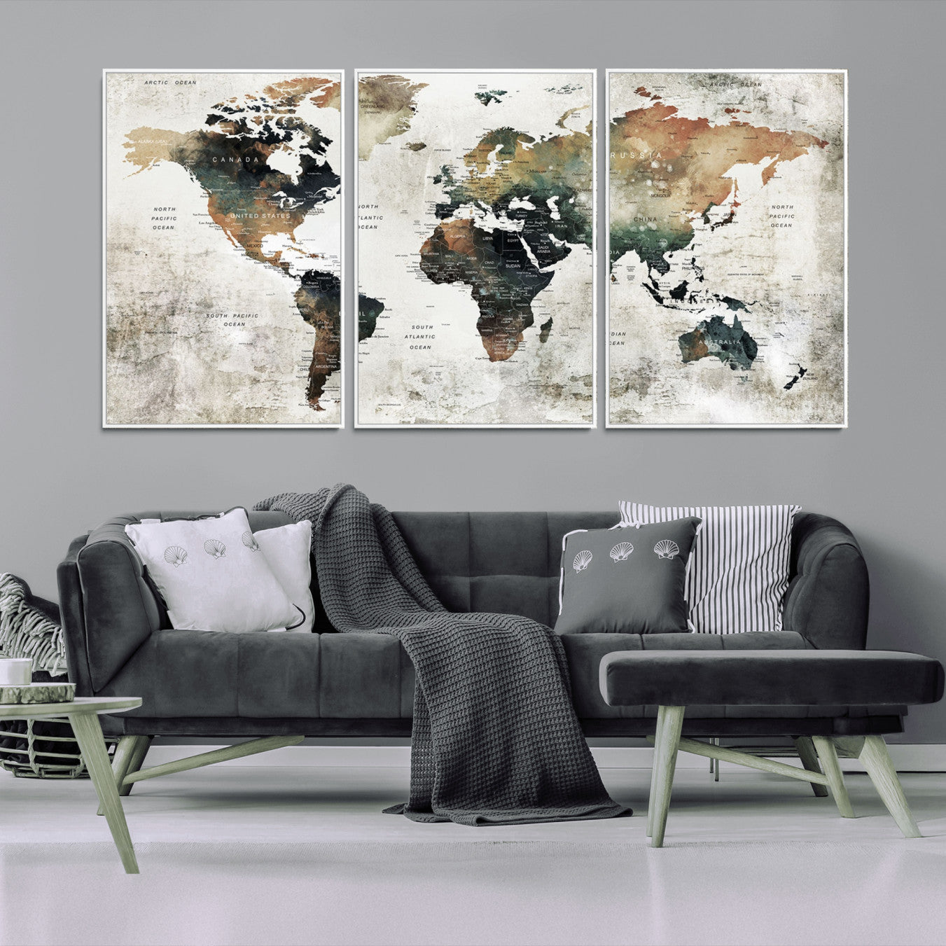 19444-MGV-CV-36X24-Push Pin World Map Canvas Print – Travel Tracker Wall Art for Couples, Perfect Anniversary Gift for Home or Office Decor
