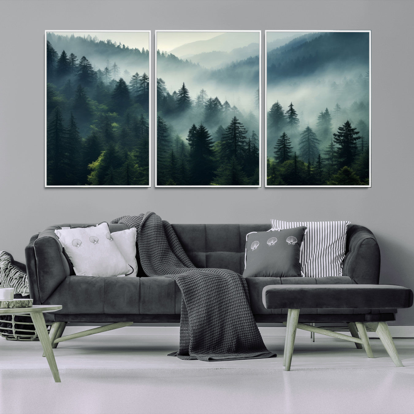 -Captivating Misty Forest Wall Art Premium Canvas Print a Foggy and Serene Atmosphere Art