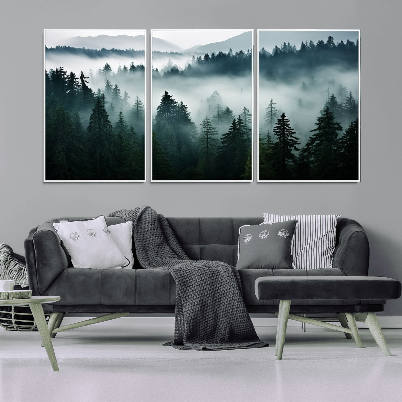 -Captivating Misty Forest Wall Art Canvas, Premium Canvas Print a Foggy and Serene Atmosphere