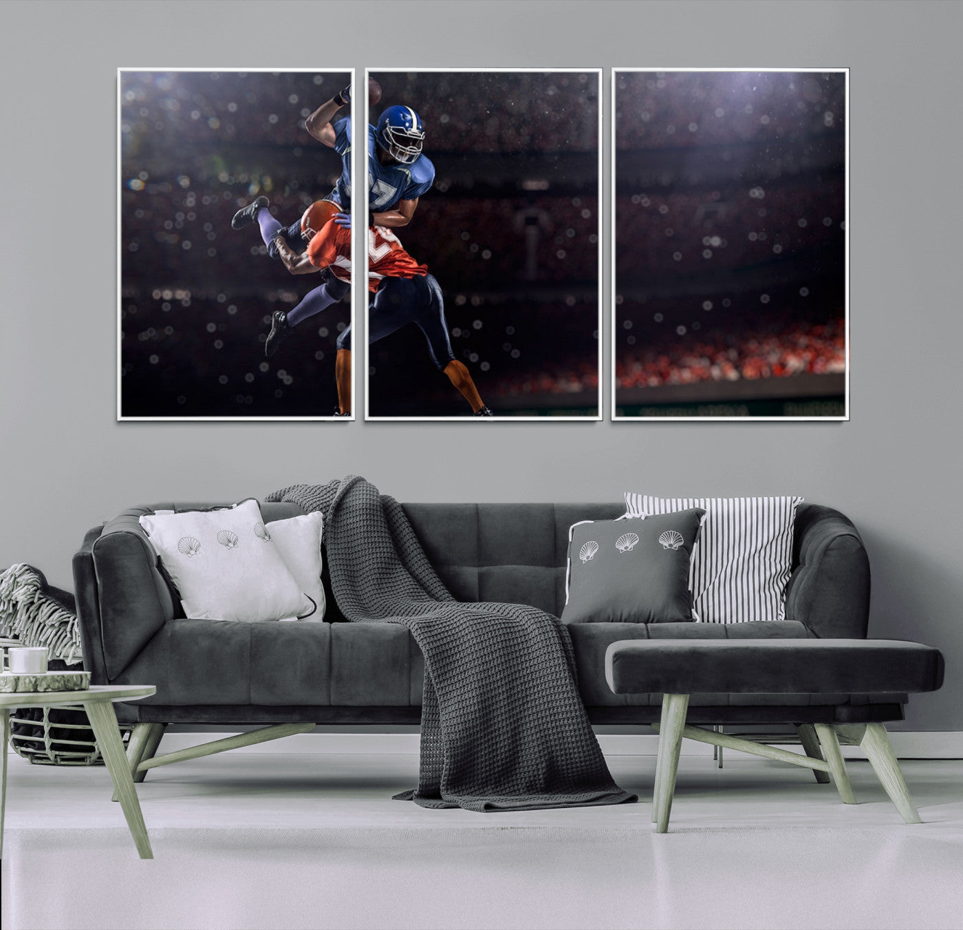 68009-MGV-FC-60X30-3P_White-American Football Wall Art Canvas Print, Stadium Sport Wall Art Print
