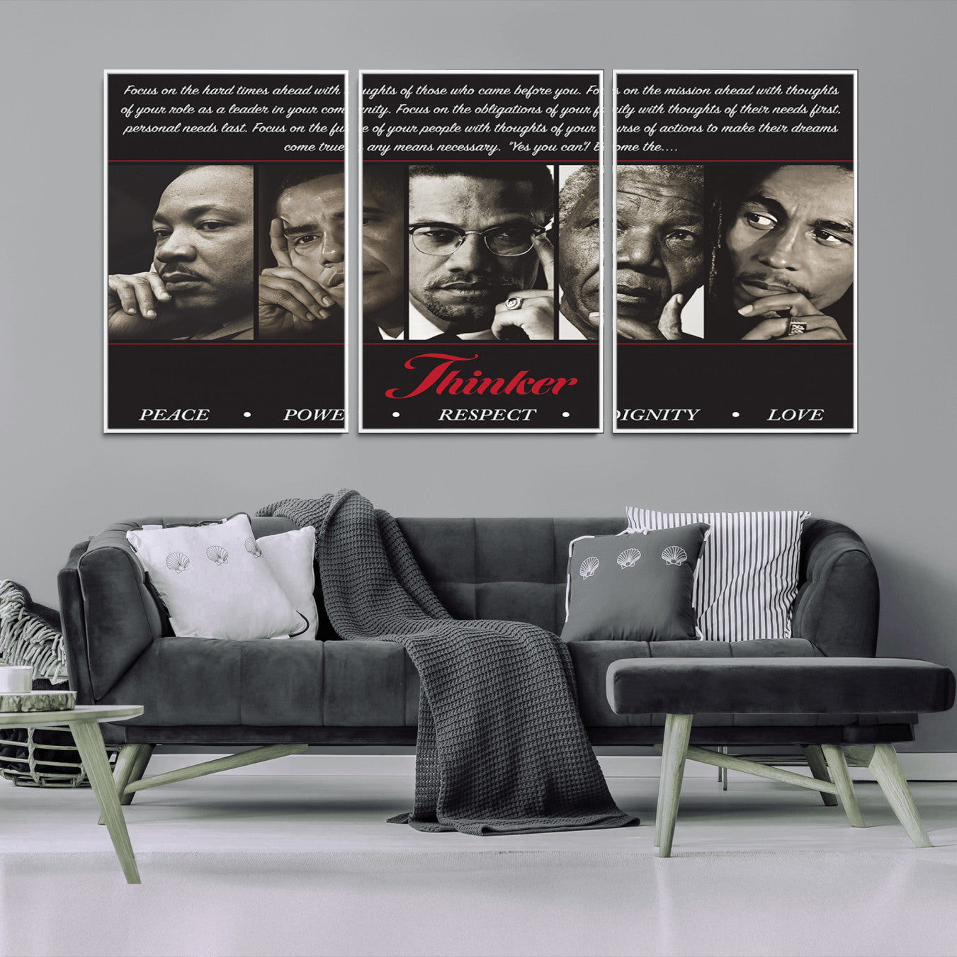 -Thinkers of Wall Art Canvas Print - Inspirational Wall Art Featuring Icons of Peace, Power, and