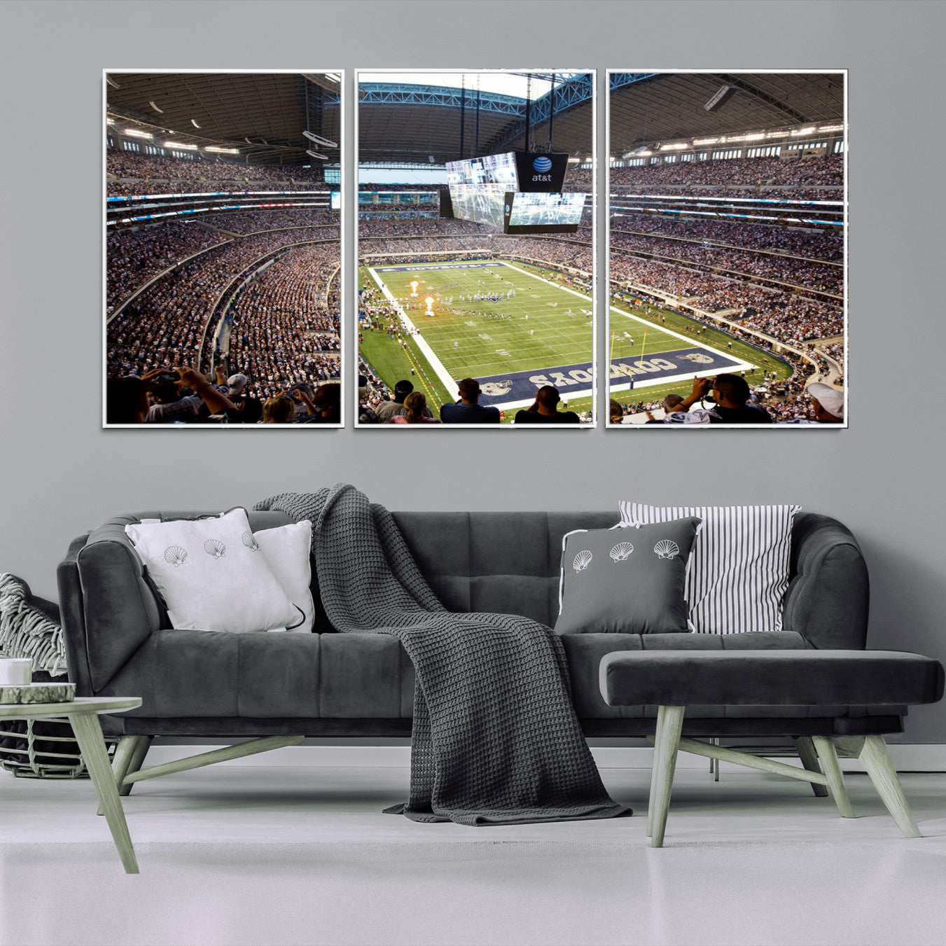 82096-MGV-FC-60X30-3P_White-Dallas Cowboys Football Team Print - Arlington AT&T Stadium Wall Art Canvas Print