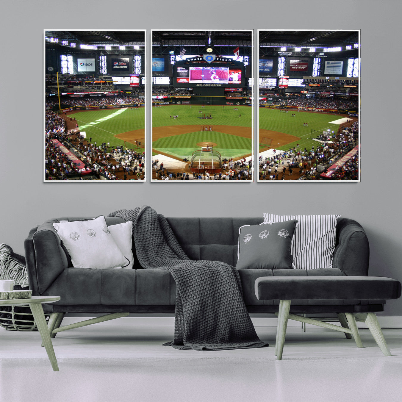 91630-MGV-CV-36X24-Arizona Diamondbacks Baseball Team Print - Phoenix Chase Field Baseball Stadium Wall Art Canvas
