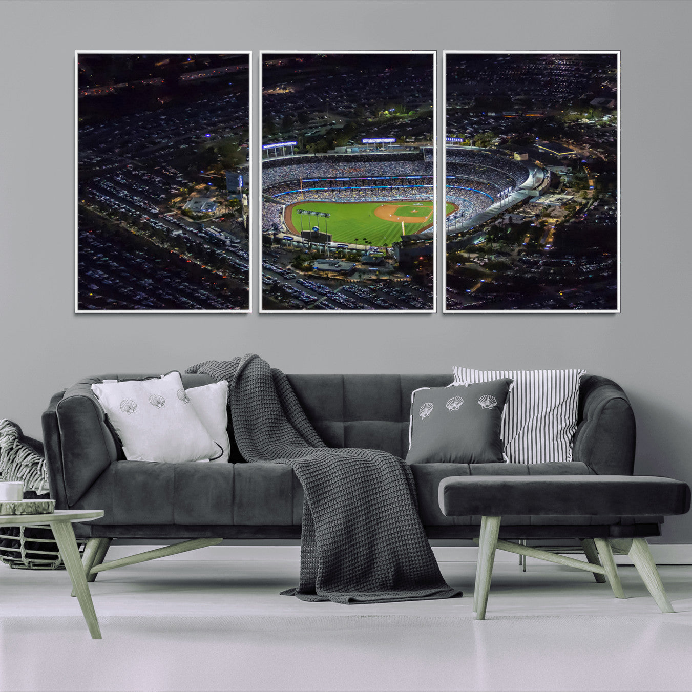 20932-MGV-FC-60X30-3P_White-Los Angeles Dodgers Dodger Stadium Wall Art Canvas Print - MLB Baseball Stadium