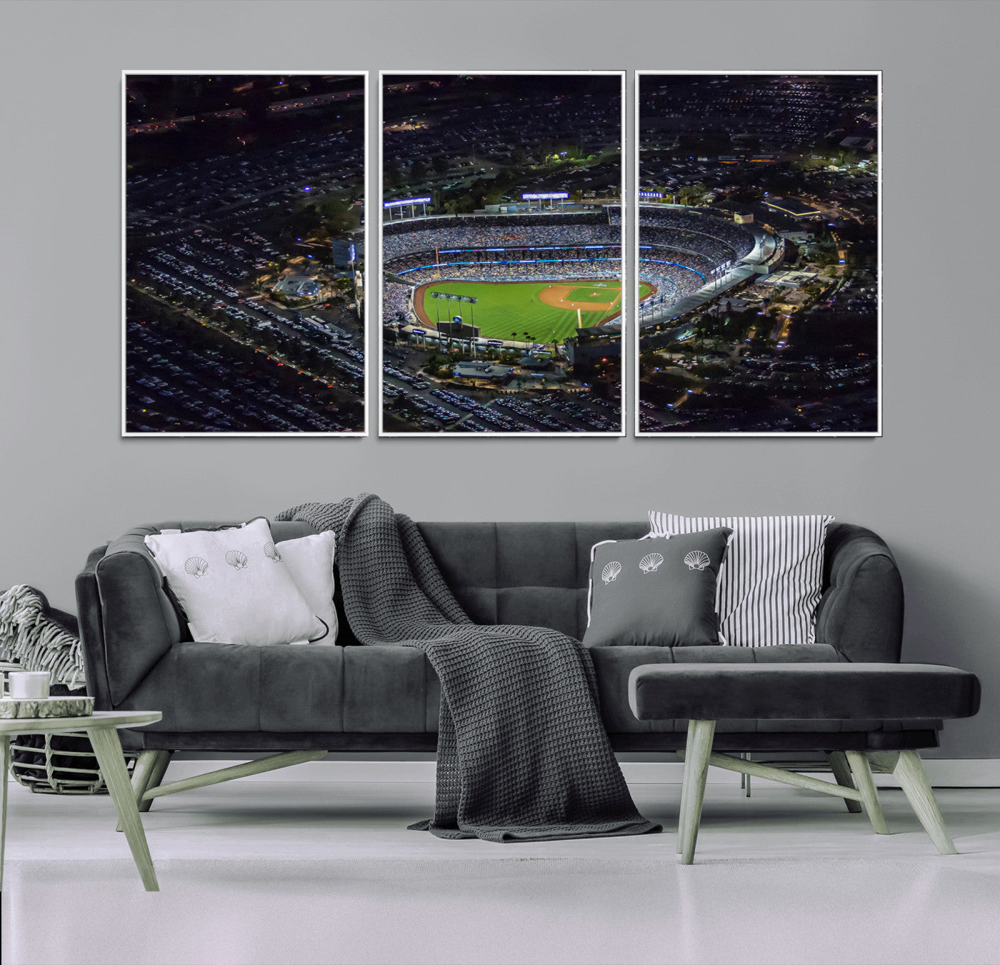 20932-MGV-FC-60X30-3P_White-Los Angeles Dodgers Dodger Stadium Wall Art Canvas Print - MLB Baseball Stadium