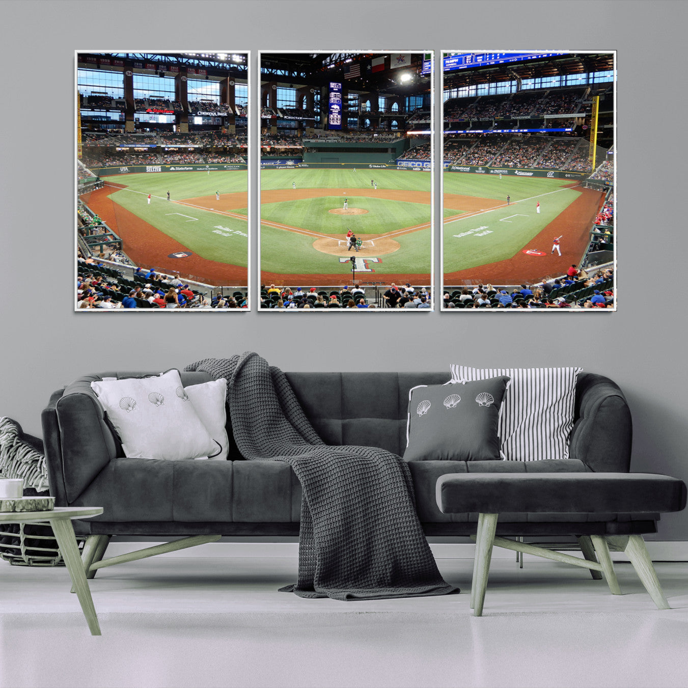78468-MGV-CV-36X24-Texas Rangers Baseball Team Print - Arlington Globe Life Field Stadium Canvas Print Wall Art