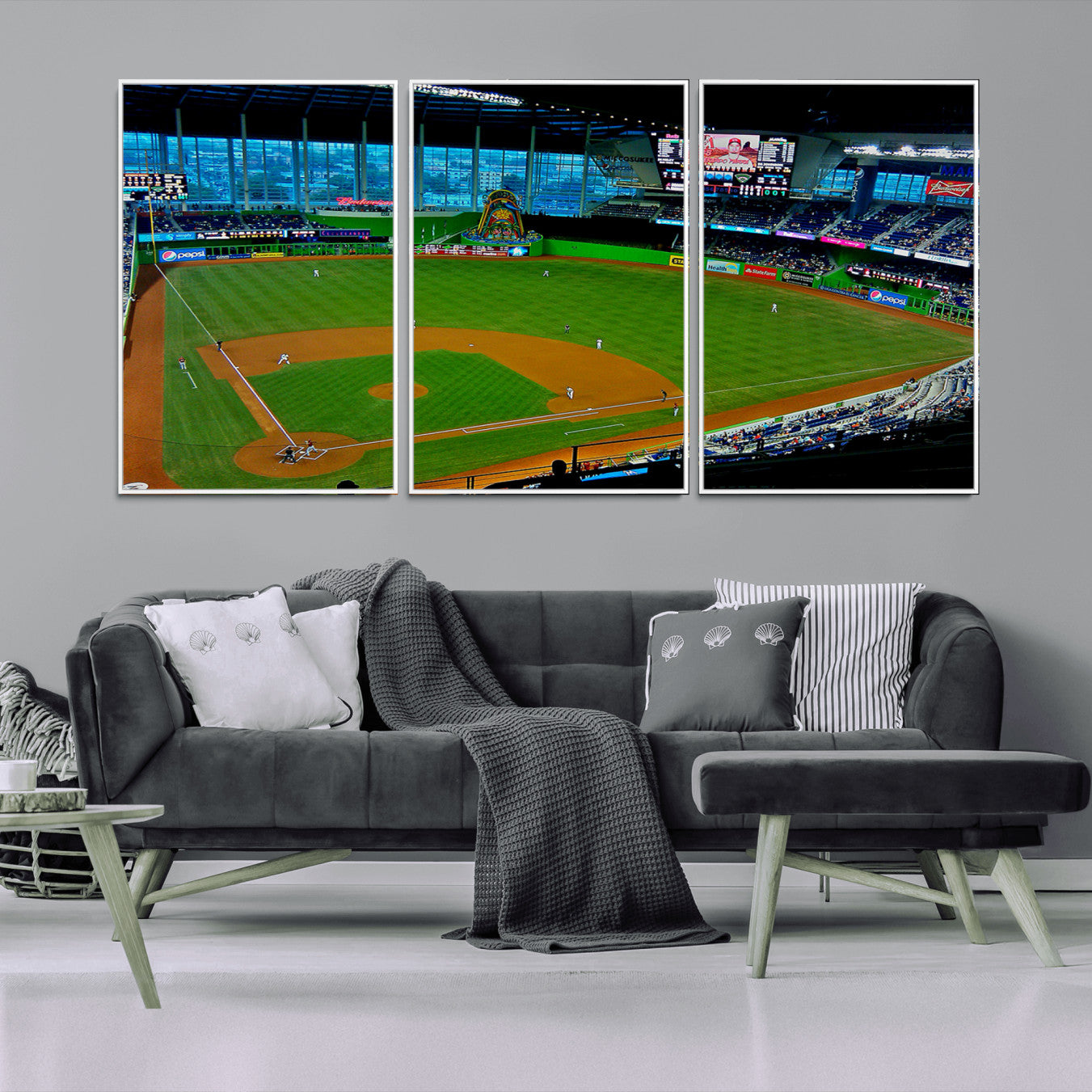 51207-MGV-CV-36X24-Miami Marlins Baseball Team Print - Miami LoanDepot Park Stadium Wall Art Canvas Print