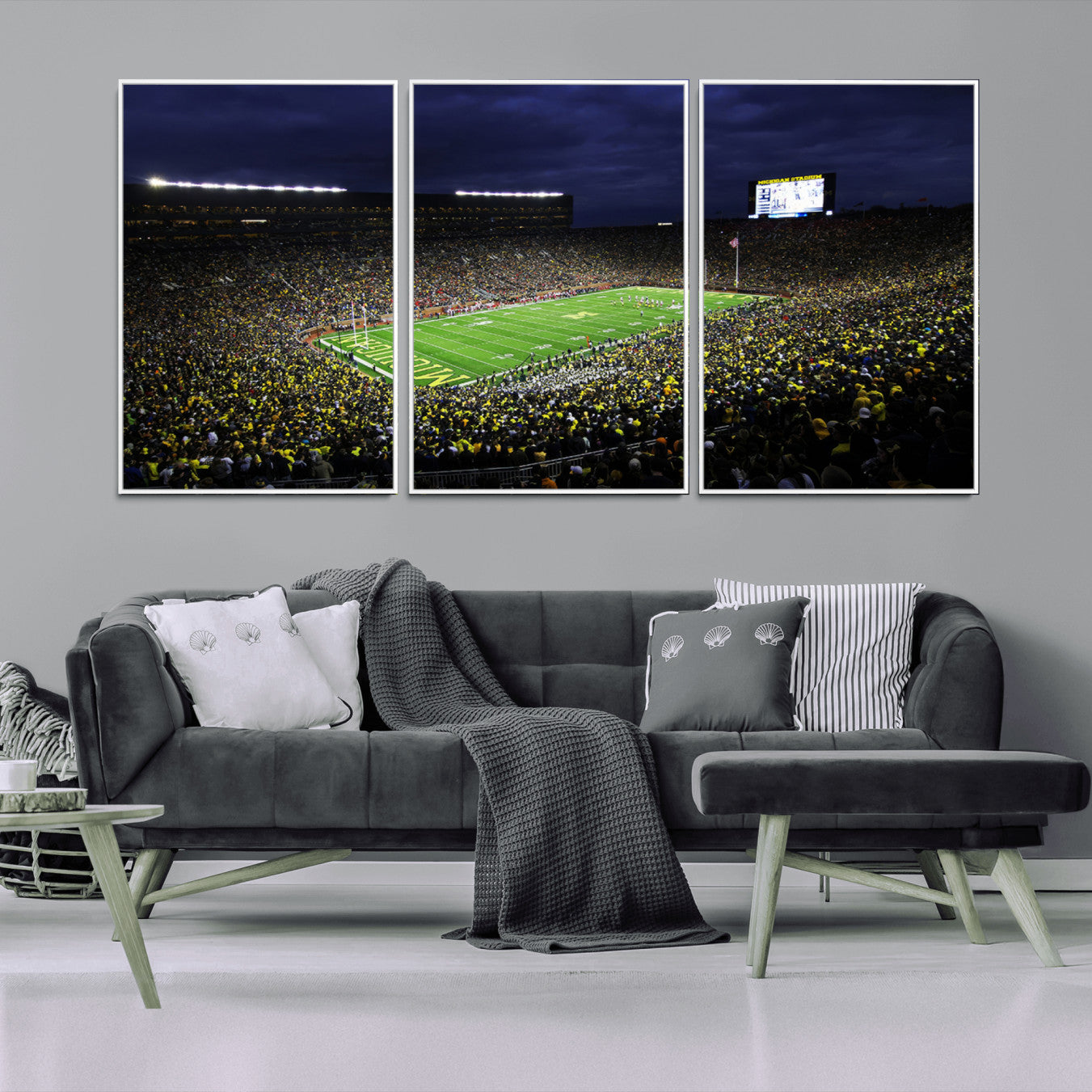 15448-MGV-CV-36X24-Michigan Wolverines Football Canvas Wall Decor, Football Team Print - Ann Arbor Michigan Stadium
