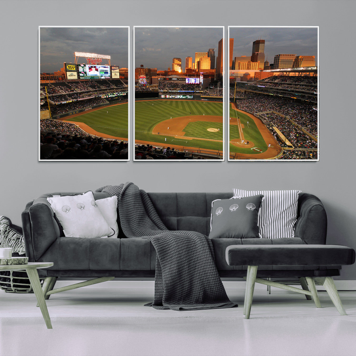 99822-MGV-CV-36X24-Minnesota Twins Baseball Team Print - Minneapolis Target Field Stadium Wall Art Canvas Print