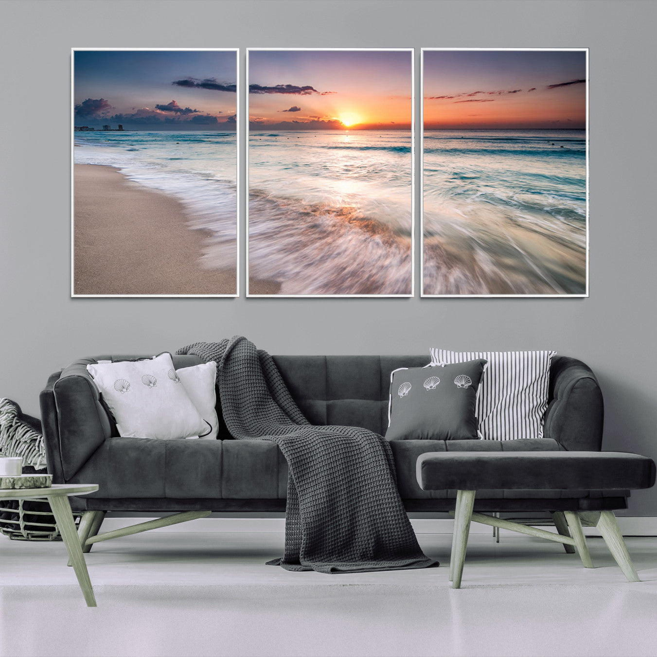 11379-MGV-CV-36X24-Sunset Beach Wall Art – Soothing Coastal Landscape, Ready to Hang for Tranquil Home Decor