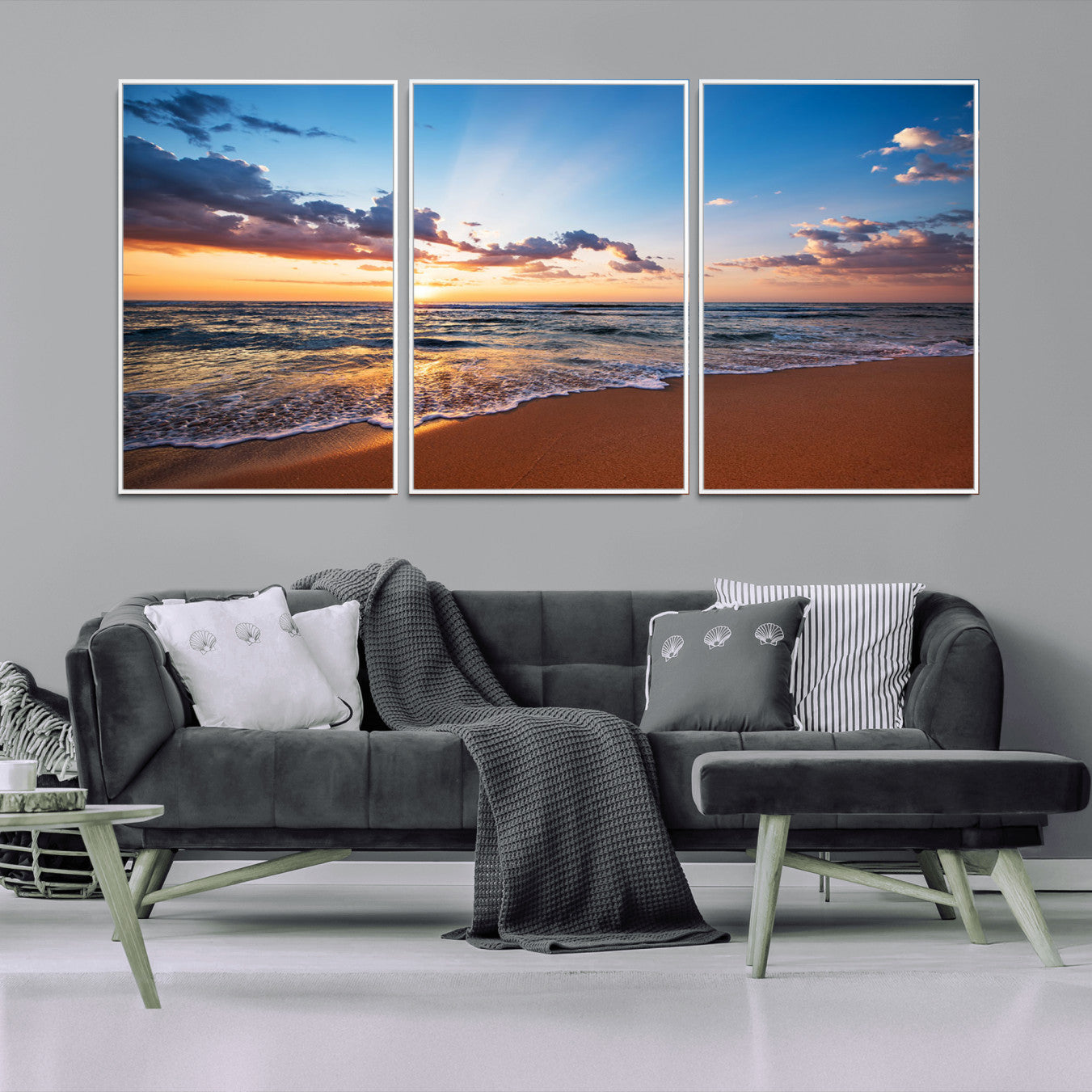 68915-MGV-CV-36X24-Golden Hour Beach Sunset Wall Art | Canvas Print | Ready to Hang | Coastal Wall Art for Living Room