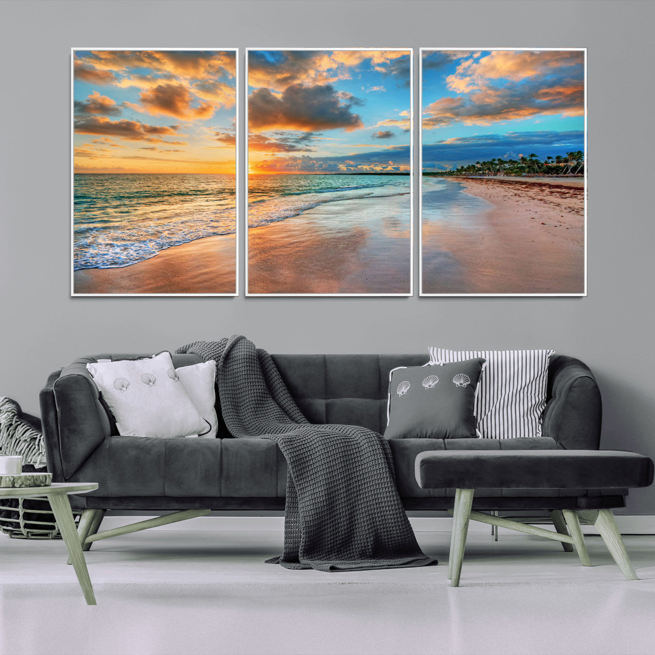 59240-MGV-CV-36X24-Serene Beach Sunset Wall Art | Coastal Ocean Canvas Print | Ready to Hang Tropical Decor for Home or