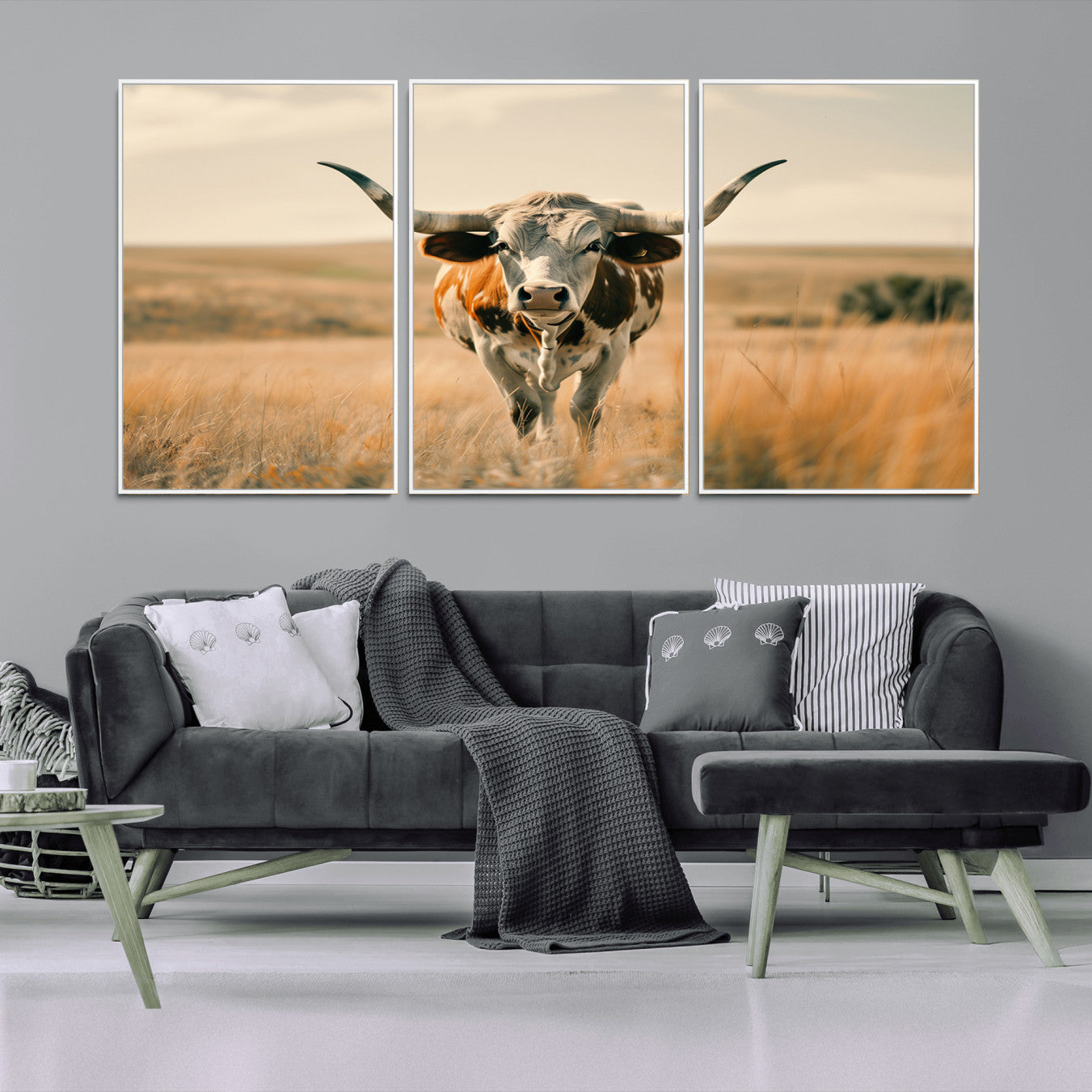 -Texas Cow Wall Art Canvas Print for Farm House Wall Decor, Farmhouse Wall Art Print