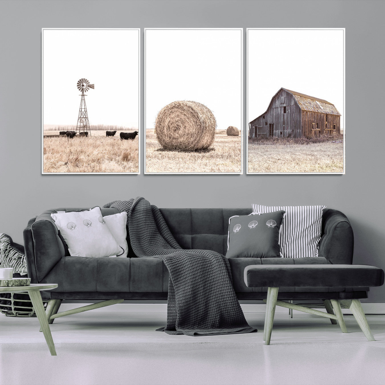 30918-MGV-CV-36X24-Farm Prints Set, Set of 6 Farmhouse Wall Art, Country House Decor, Barn Print, Wheat Print,