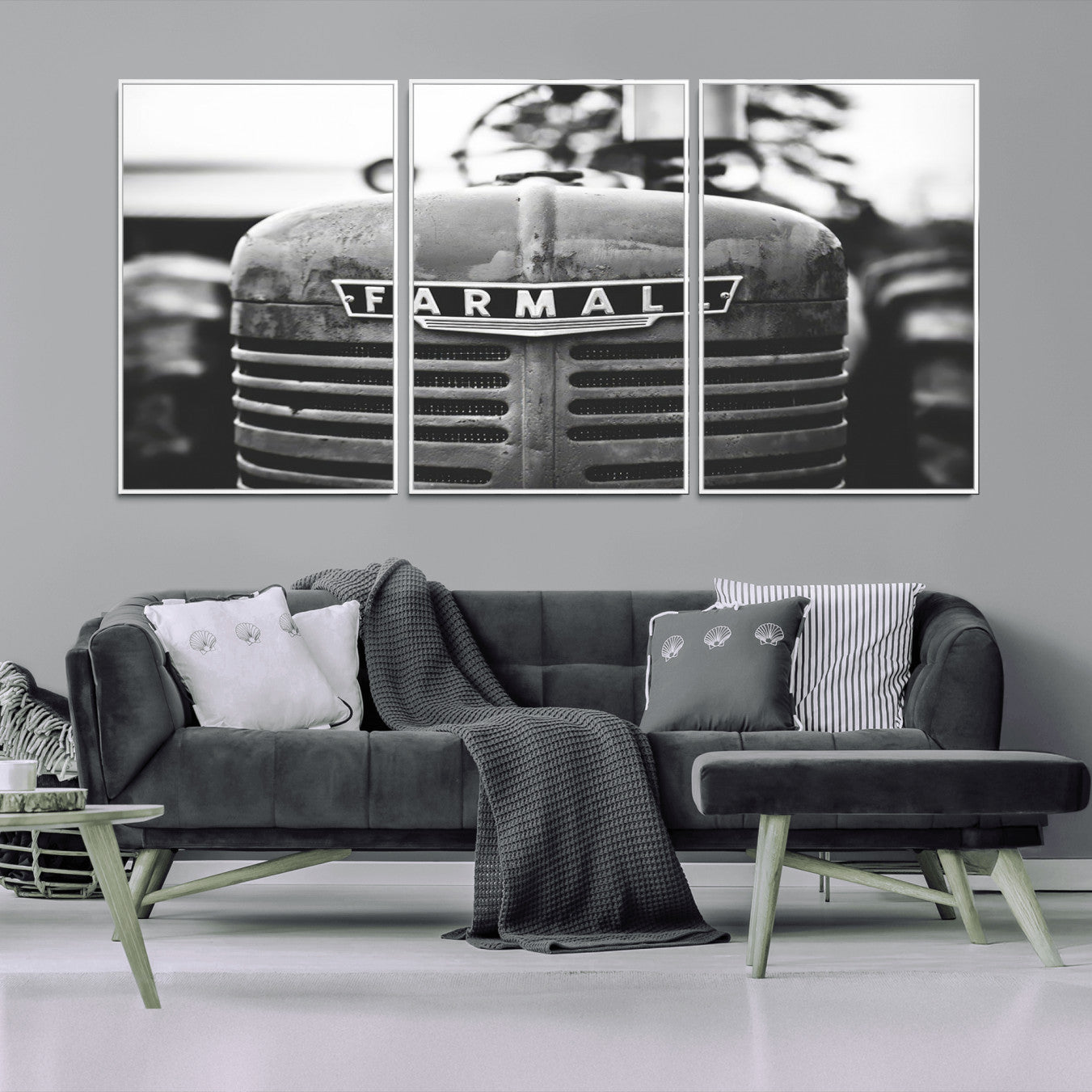 -Vintage Farmall Tractor Wall Art Canvas Print, Rustic Farmhouse Decor Ready to Hang
