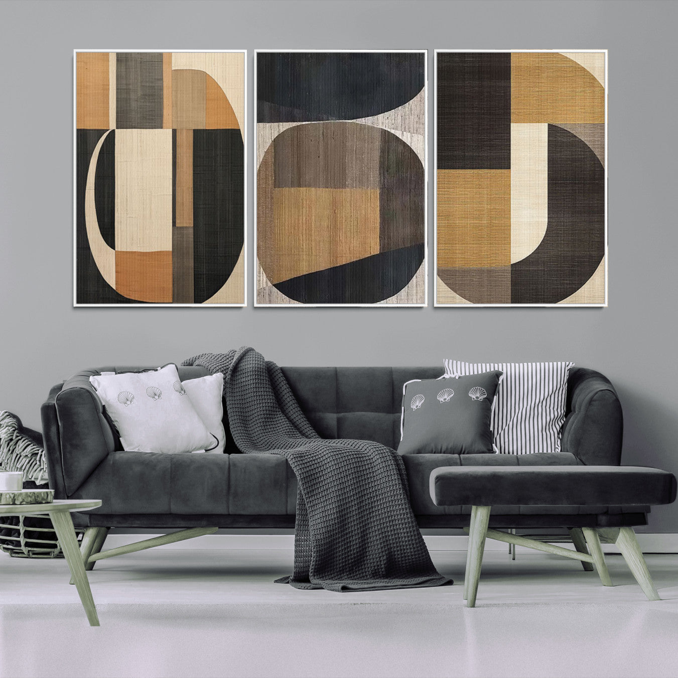 84035-MGV-CV-36X24-Modern Brown Wabi Sabi Wall Art Canvas Print Set – Framed Minimalist Abstract Artwork for Home, Office Decor