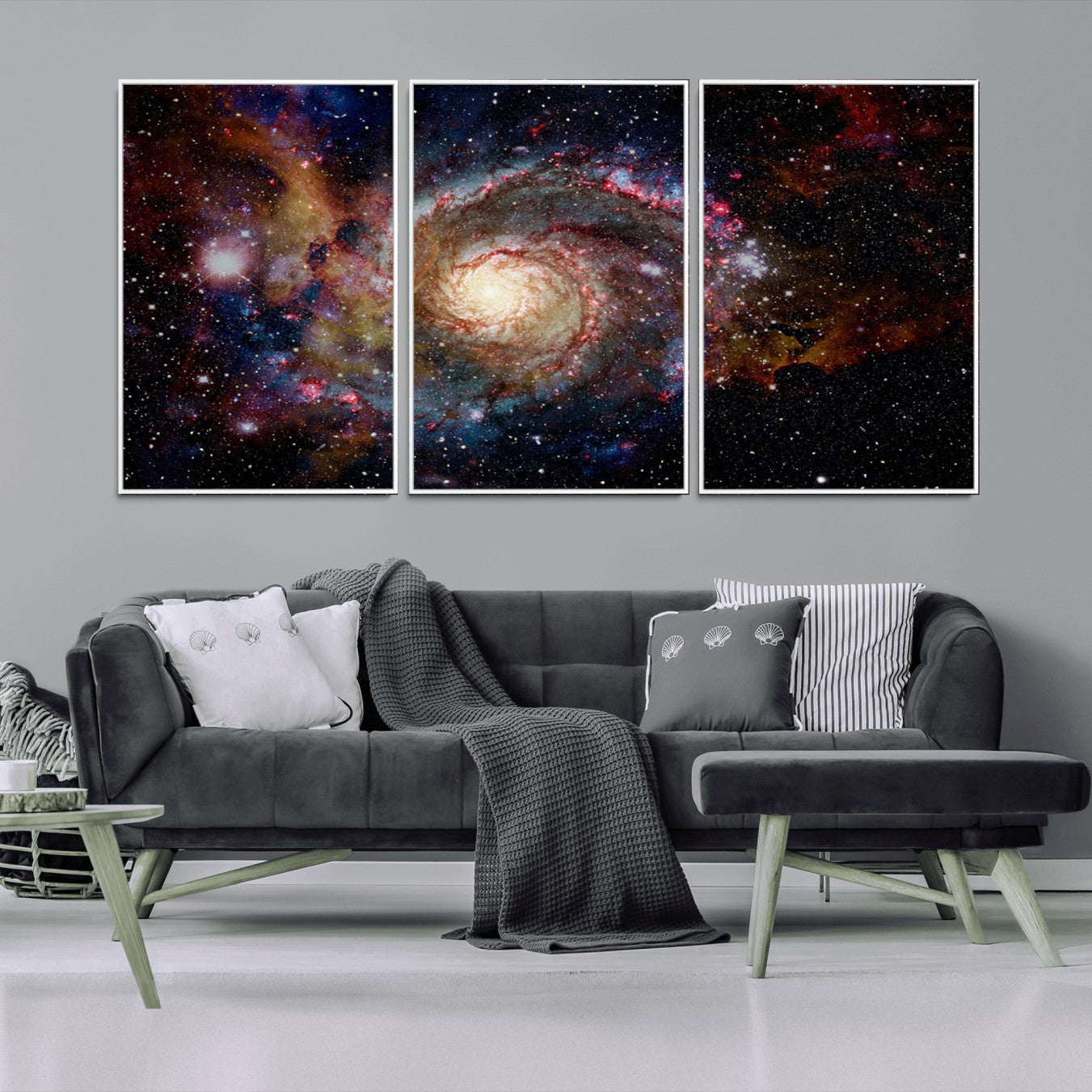 -Nebula and Galaxies in Space Wall Art Canvas Print, Spiral Galaxy Wall Art Canvas Print