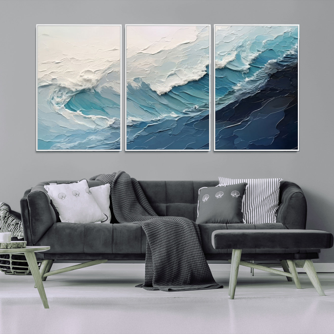 23887-MGV-CV-36X24-Ocean Wave Canvas Wall Art Print – Coastal Living Room Large Ocean Wave Seascape Wall Art for Home, Office, Living Room