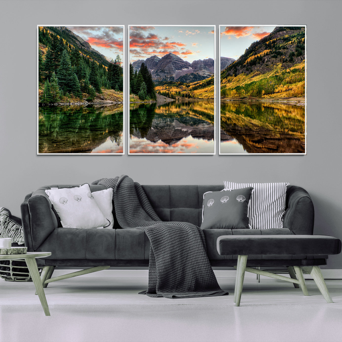 14376-MGV-CV-36X24-Maroon Bells Wall Art - Scenic Canvas Print of Maroon Bells in Autumn for Elegant Home or Office