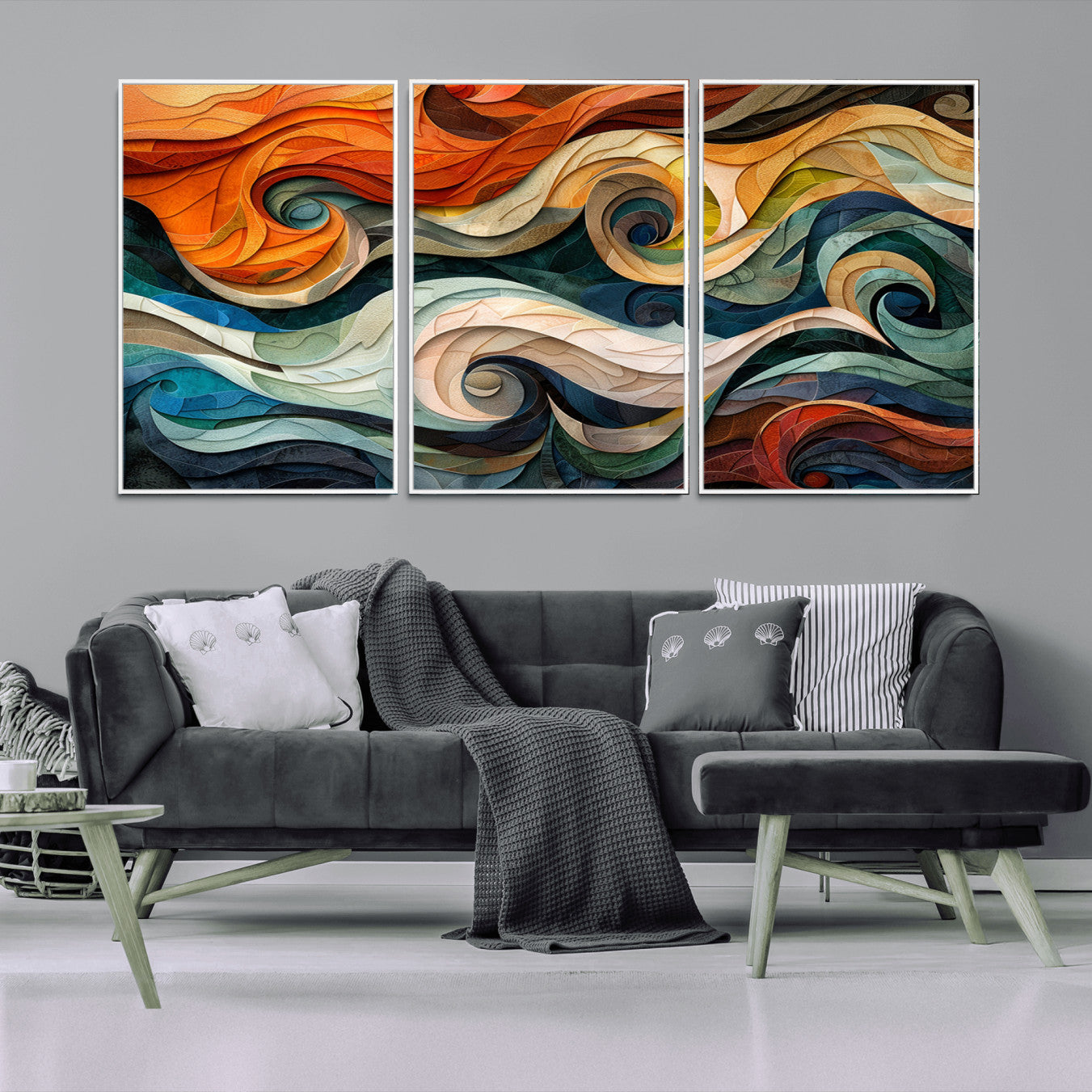 98463-MGV-CV-36X24-Abstract Wave Wall Art | Ready to Hang Framed Canvas Print | Vibrant Home Decor for Modern Spaces