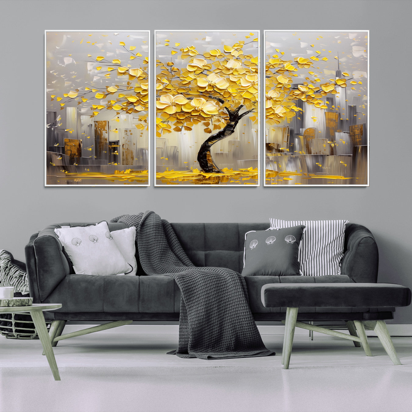 45538-MGV-CV-36X24-Golden Tree Canvas Print | Abstract Wall Art for Modern Homes | Ready to Hang Framed Artwork