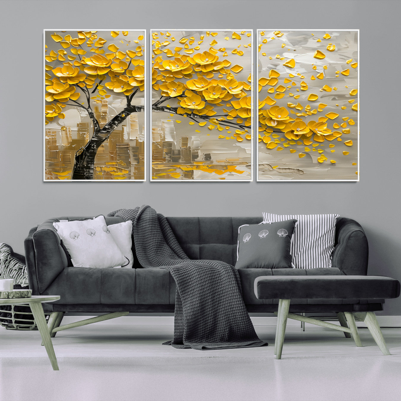 99675-MGV-CV-36X24-Yellow Blossom Tree Canvas Wall Art - Floral Abstract Modern Contemporary Artwork for Living Room or
