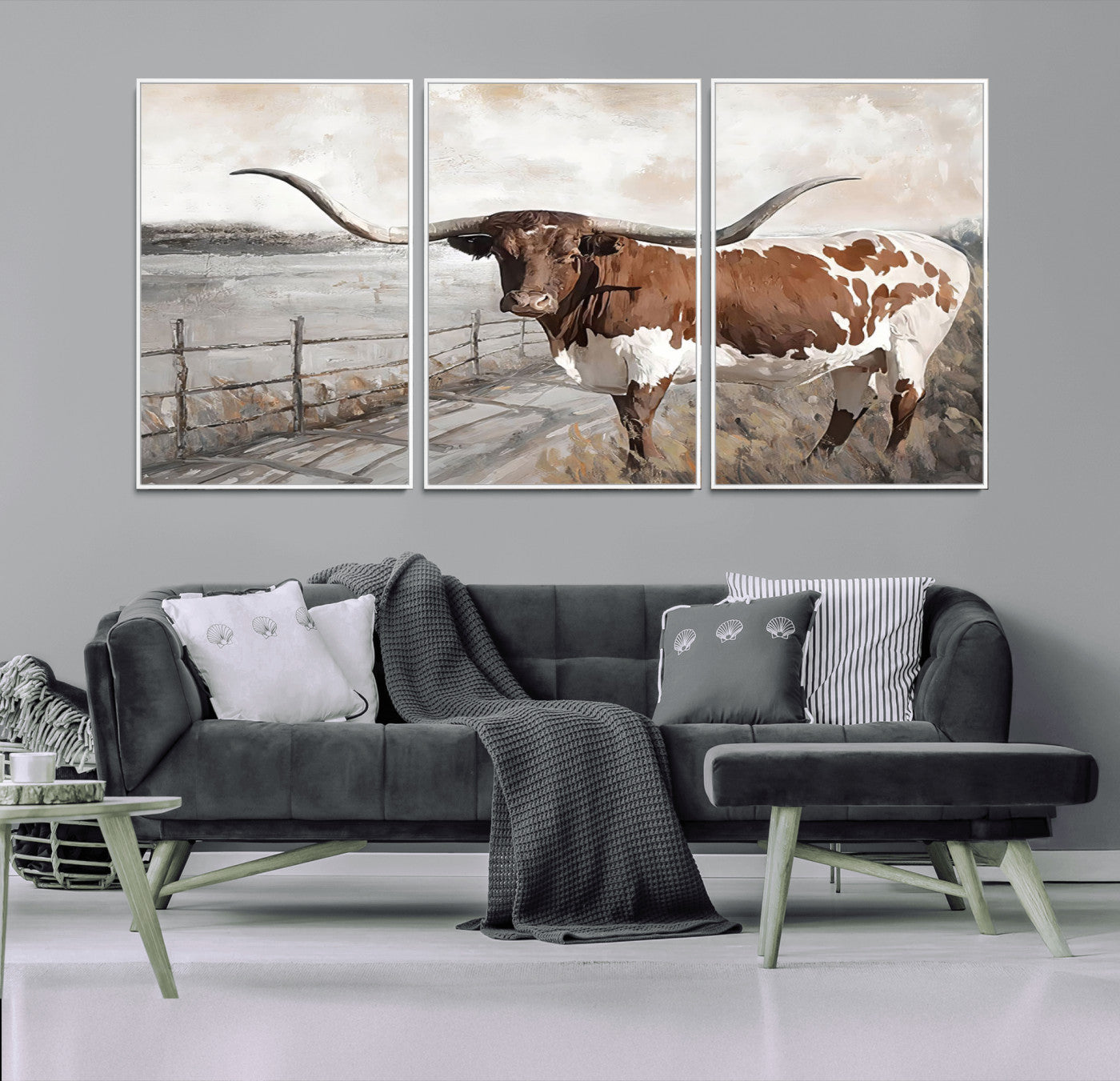 57340-MGV-CV-36X24-Vintage Texas Cow Wall Art Canvas Print, Rustic Longhorn Wall Art | Canvas Print for Farmhouse Decor