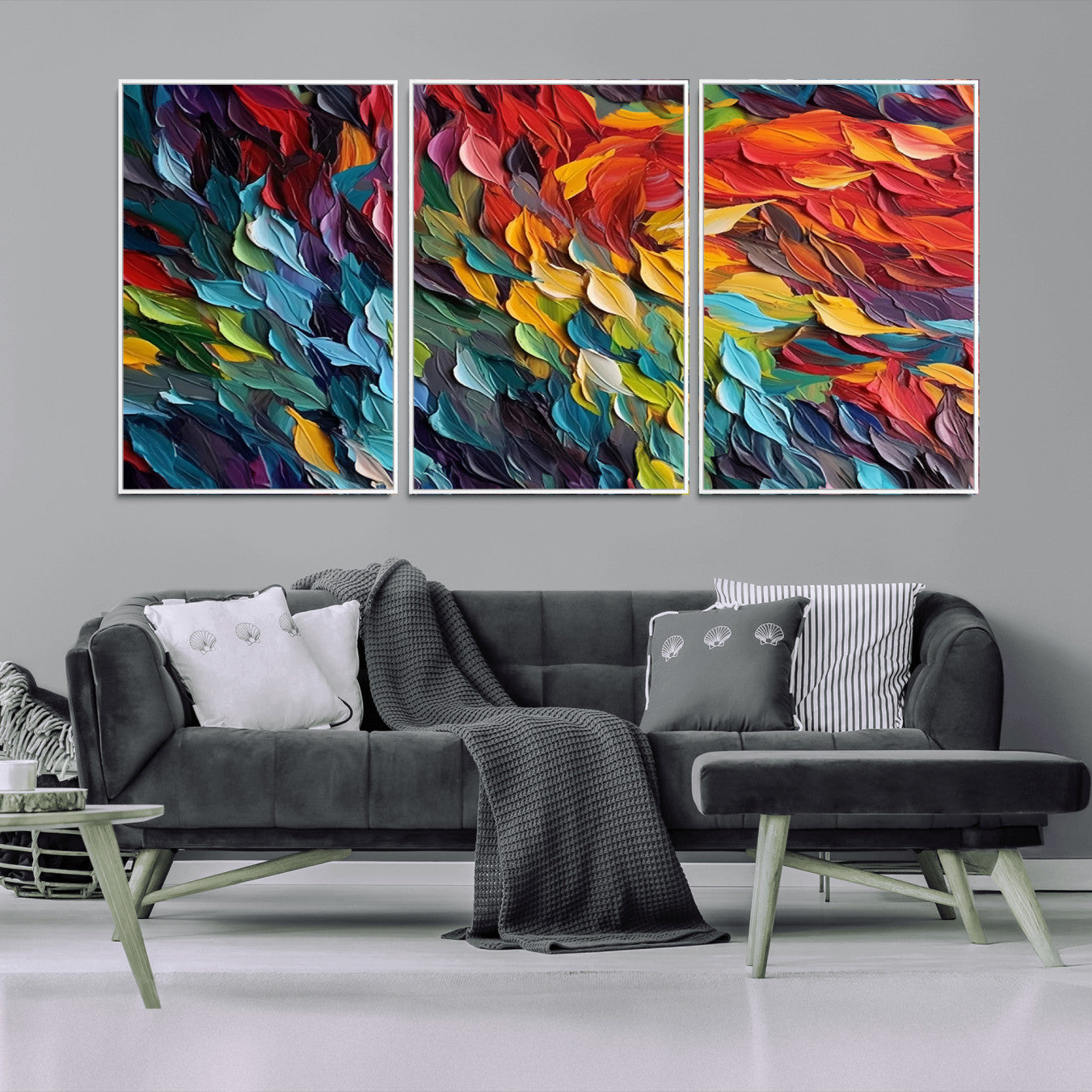 41557-MGV-CV-36X24-Vibrant Abstract Leaf Wall Art Canvas Print | Bold Colorful Canvas for Living Room or Office | Ready