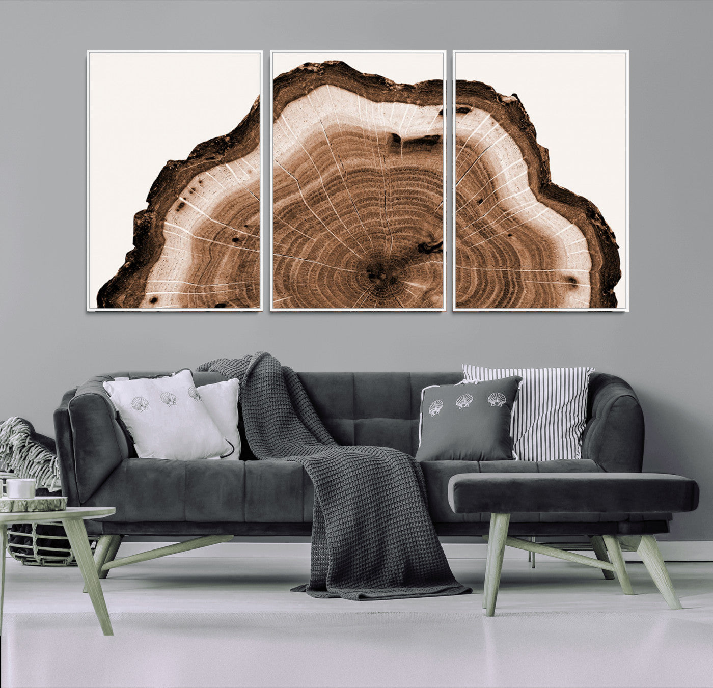 45195-MGV-CV-36X24-Rustic Wood Rings Wall Art | Nature-Inspired Tree Ring Canvas Print | Ready to Hang and Framed for