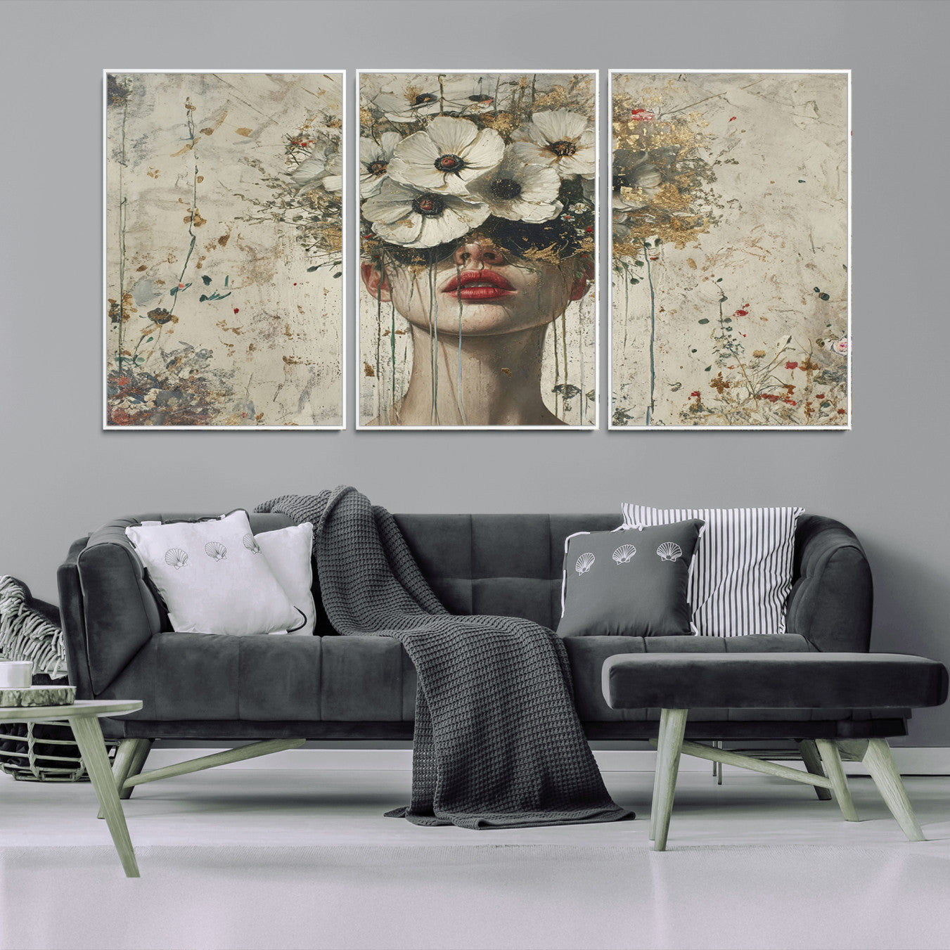 72759-MGV-CV-36X24-Abstract Floral Women Patel Wall Art Canvas Print