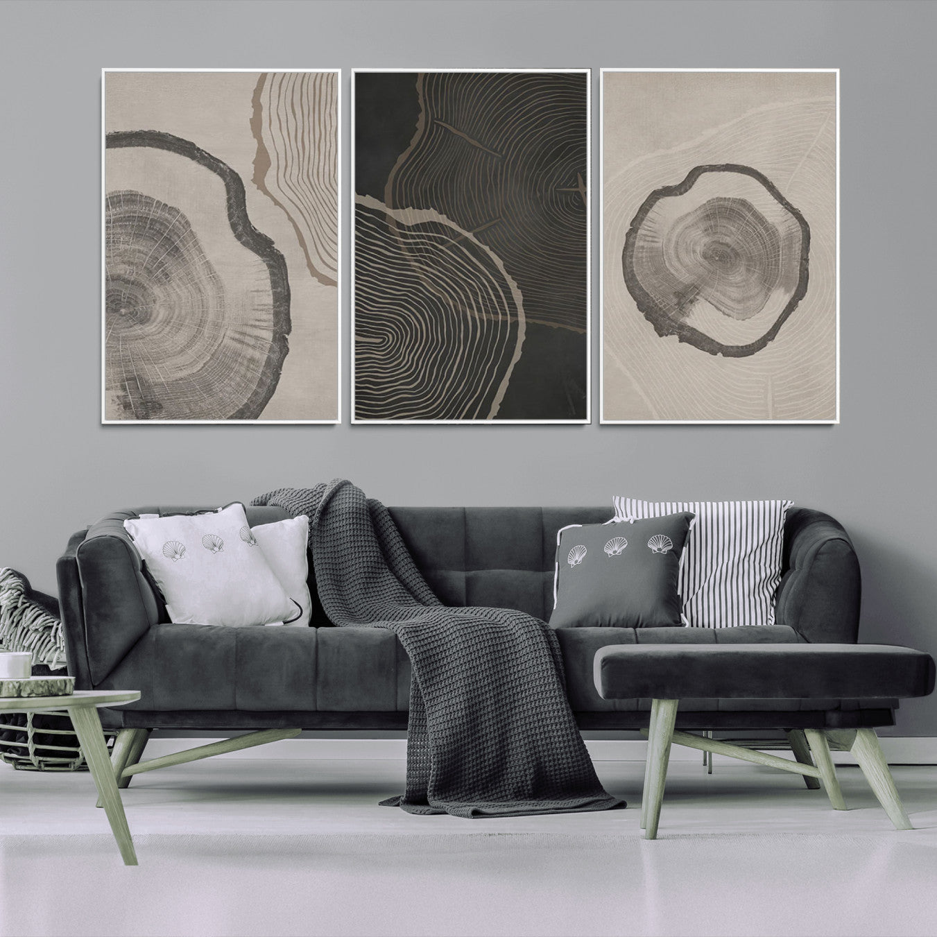 25407-MGV-CV-36X24-Minimalist Tree Rings Wall Art | Modern Abstract Canvas Print Set | Ready to Hang and Framed |
