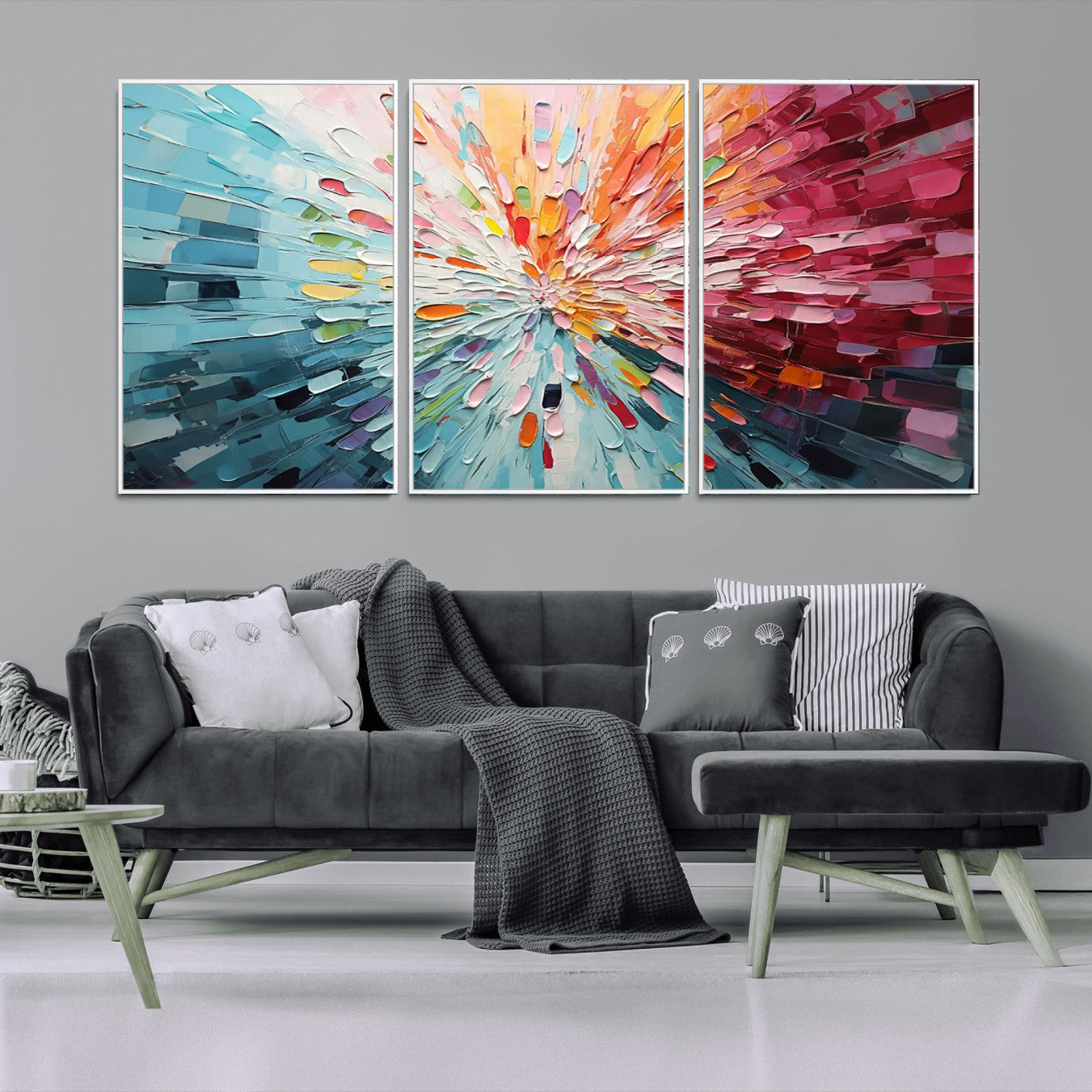 47065-MGV-CV-36X24-Radiant Bloom Abstract Floral Wall Art Canvas Print - Colorful Burst - Modern Living Room Decor -