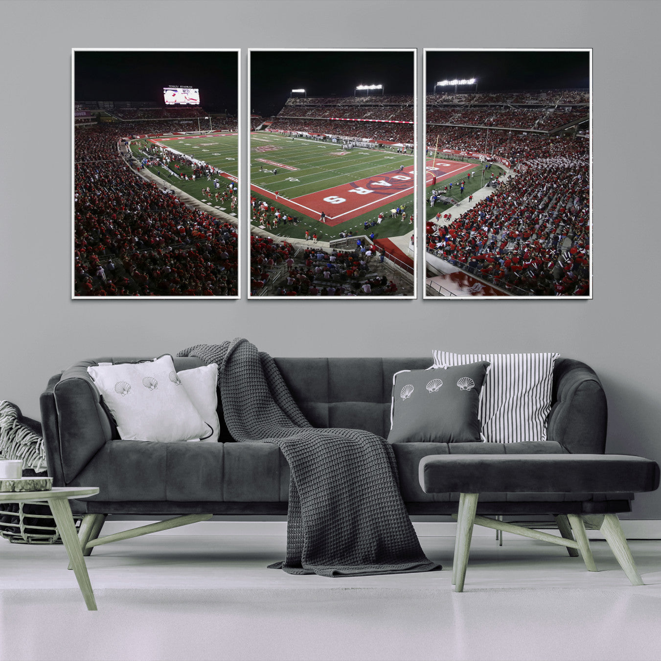 -Houston Cougars Football Team Print - Houston TDECU Stadium Wall Art Canvas Print
