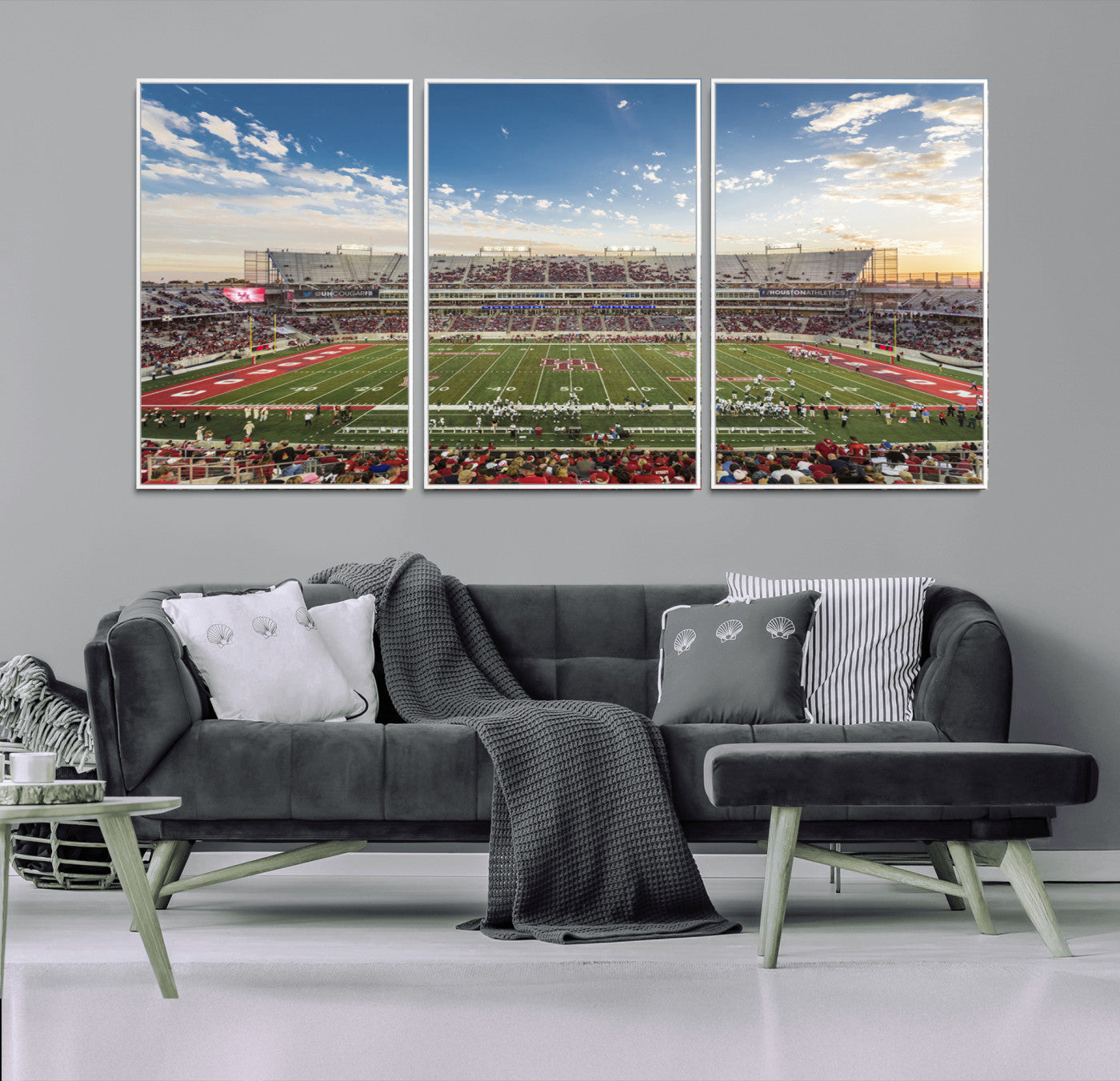 -Framed Houston Cougars Football Team Print - Houston TDECU Stadium Wall Art Canvas Print