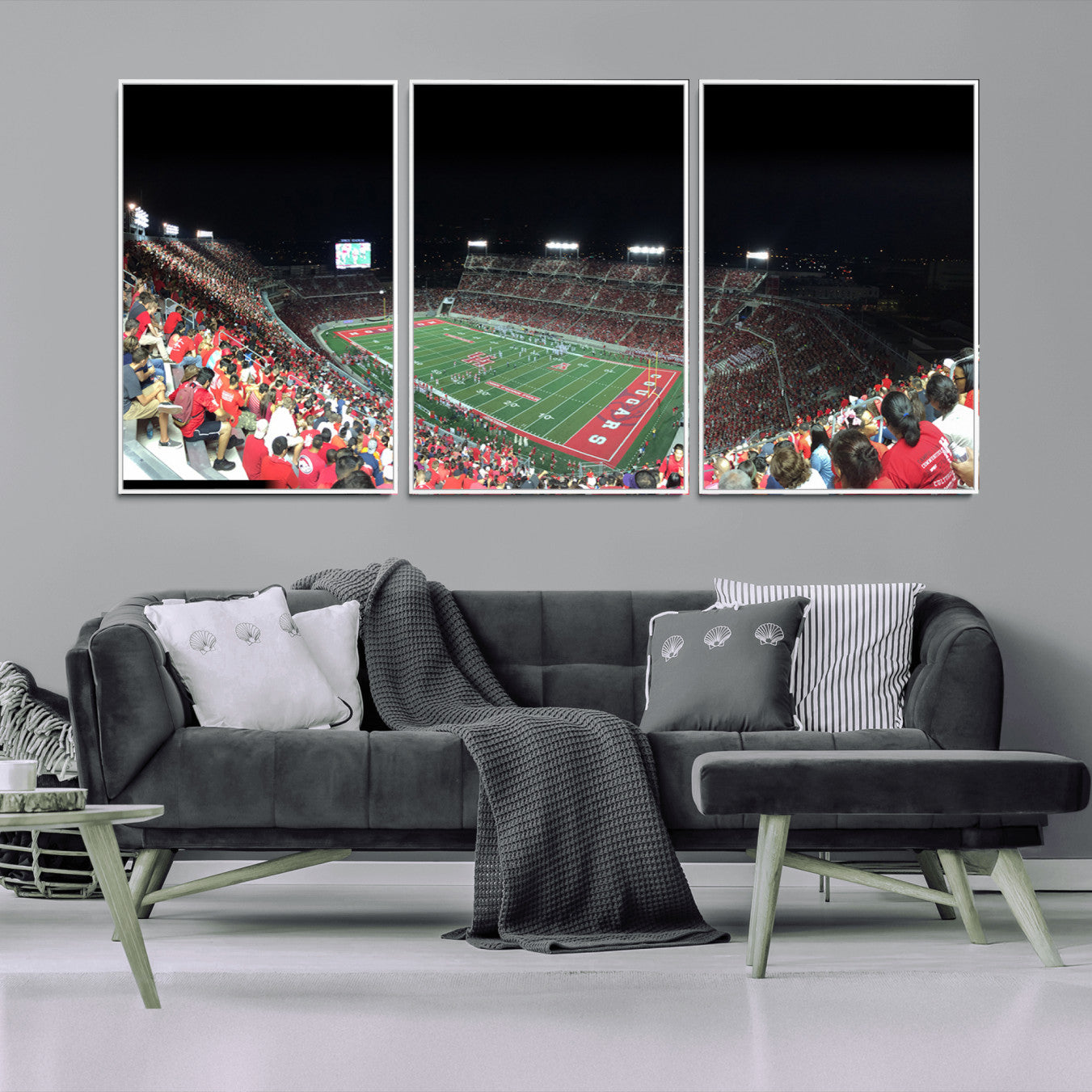 67036-MGV-FC-60X30-3P_White-Houston Cougars Football Team Print - Houston TDECU Stadium Wall Art Canvas Print