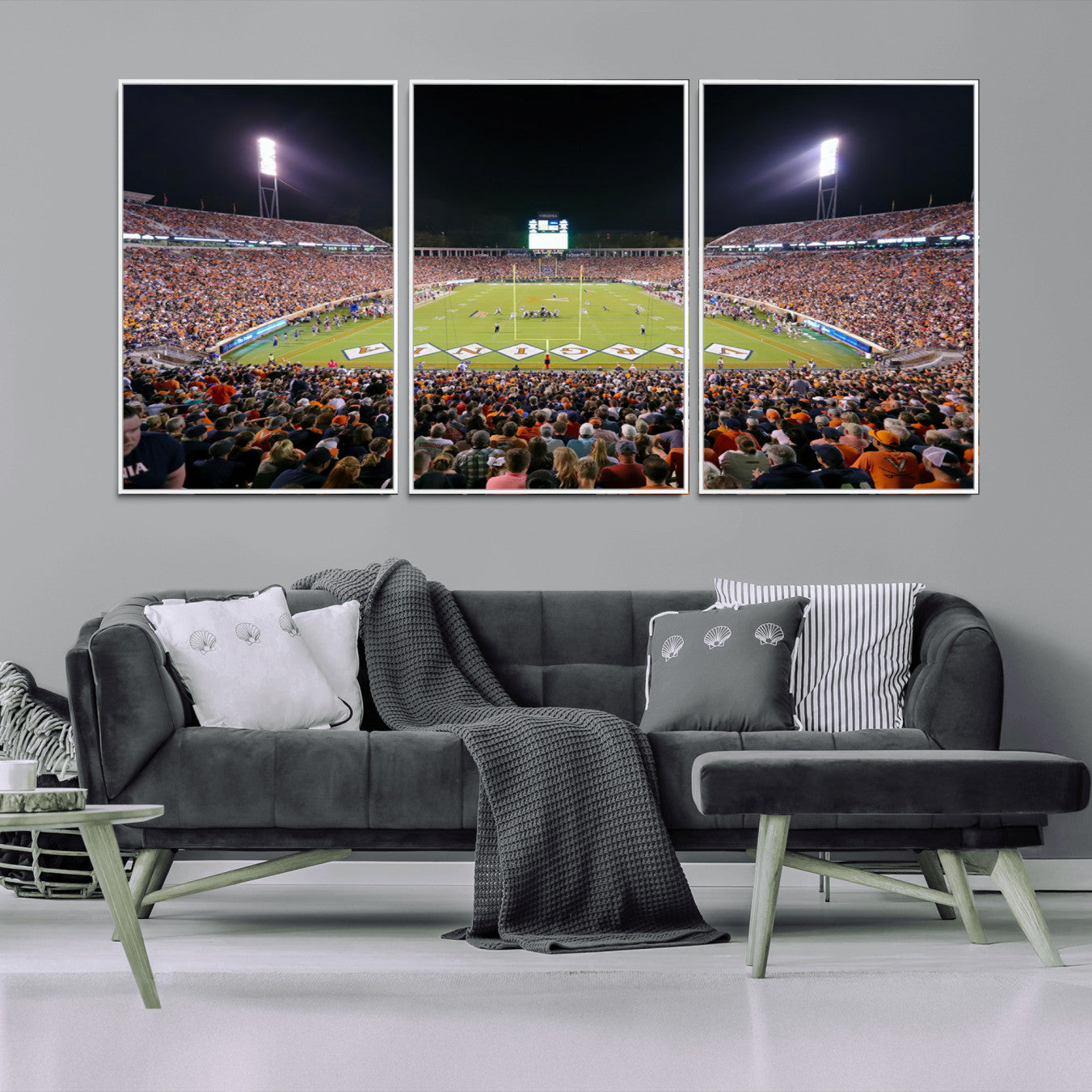 -Virginia Cavaliers Football Team Print - Charlottesville Scott Stadium Wall Art Canvas Print