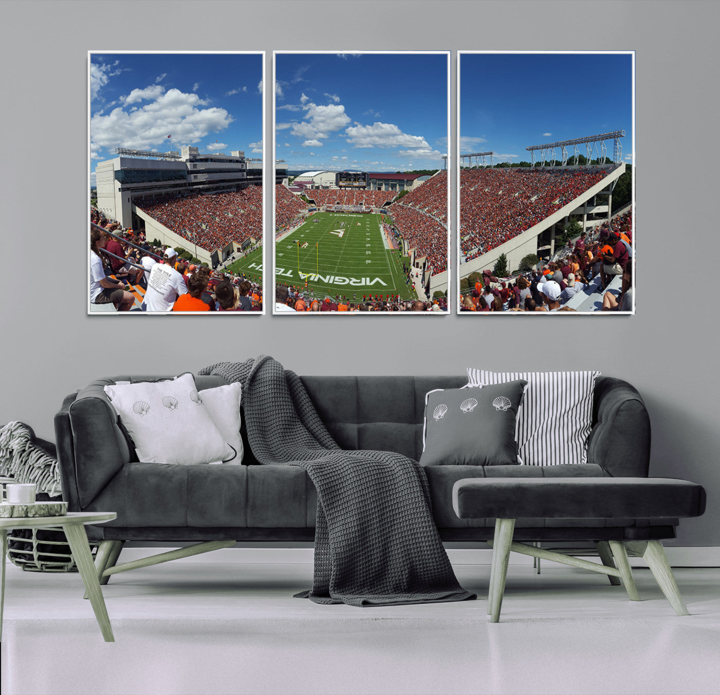 87769-MGV-CV-36X24-Virginia Tech Hokies Football Team Print - Blacksburg Lane Stadium Wall Art Canvas Print