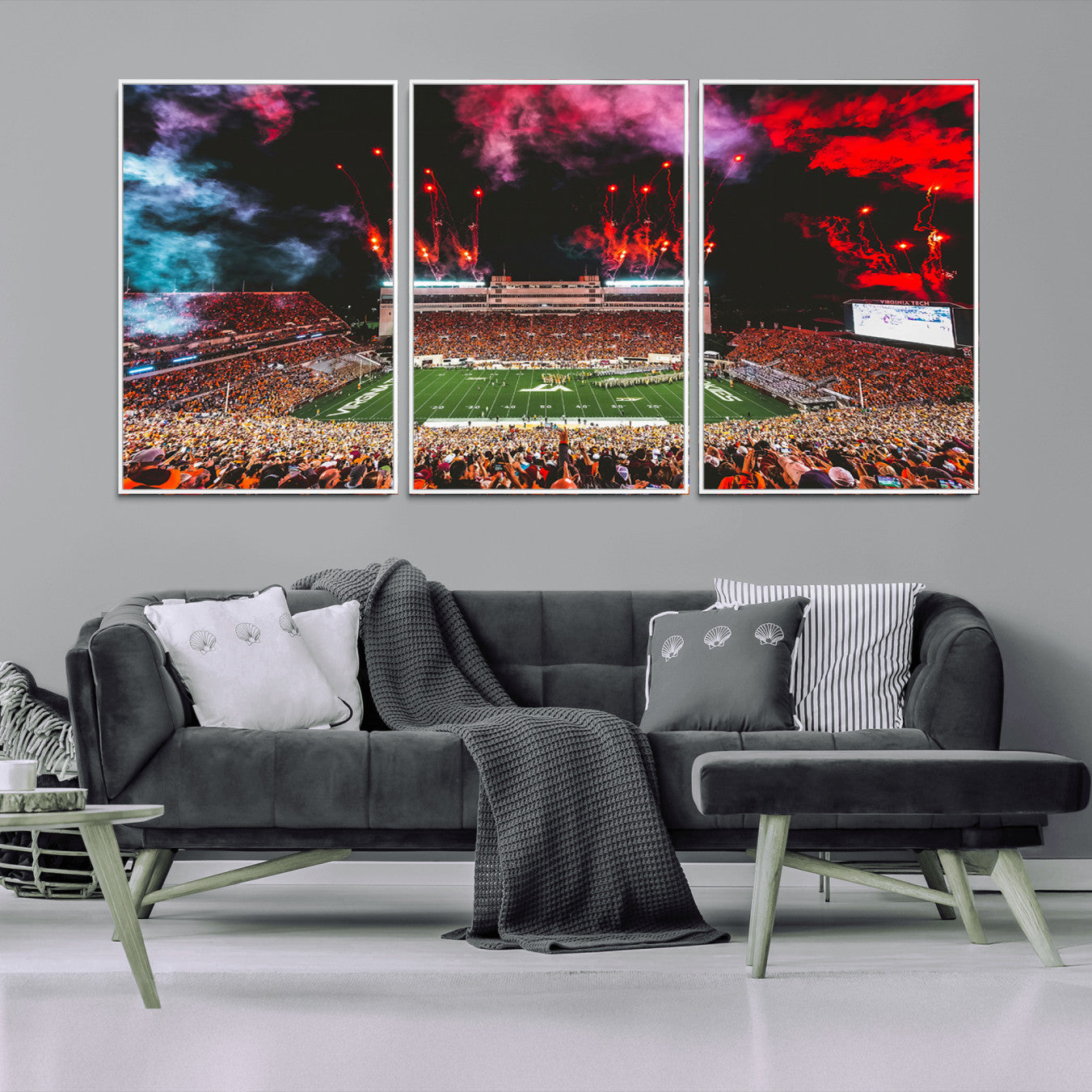 -Virginia Tech Hokies Football Team Print - Blacksburg Lane Stadium Wall Art Canvas Print