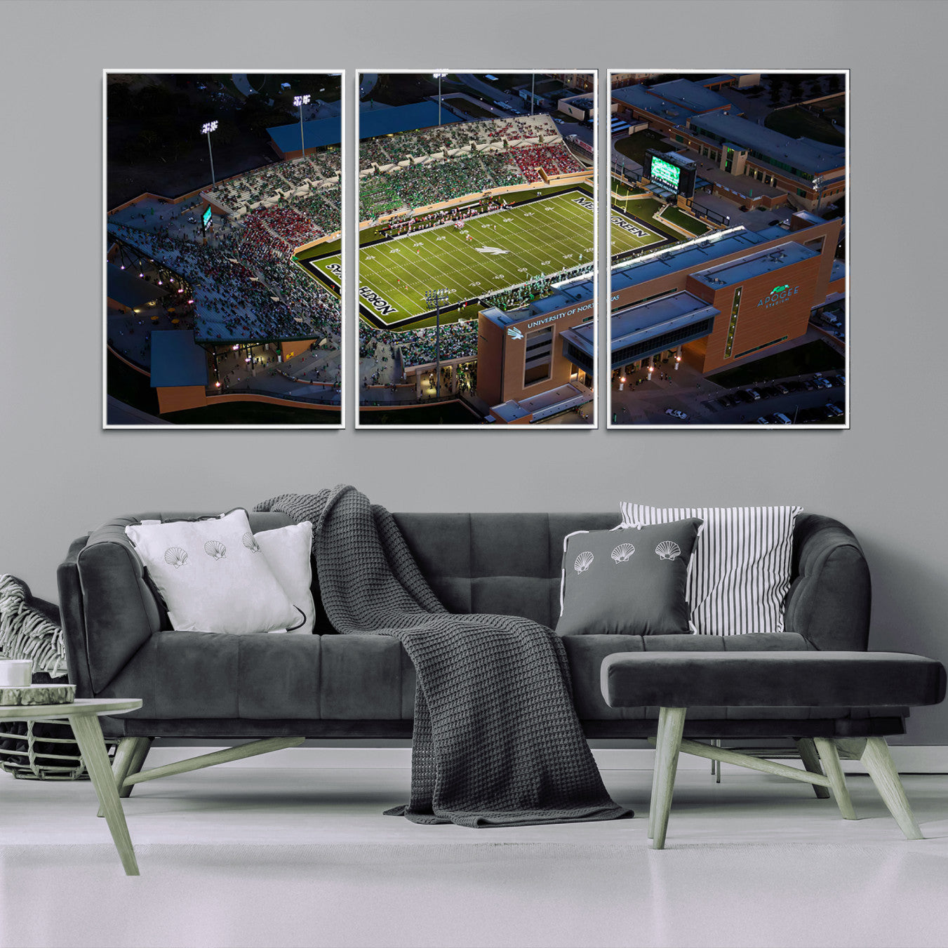 -University of North Texas Mean Green Football Artwork, Football Team Print - Denton DATCU Stadium