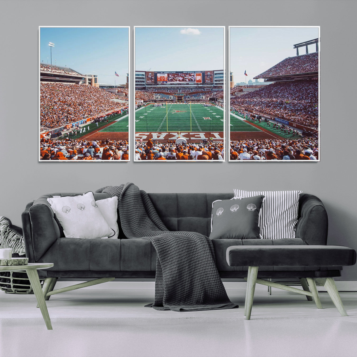 14826-MGV-FC-60X30-3P_White-Framed Texas Memorial Stadium Canvas, University of Texas Longhorns Football Team Print - Austin
