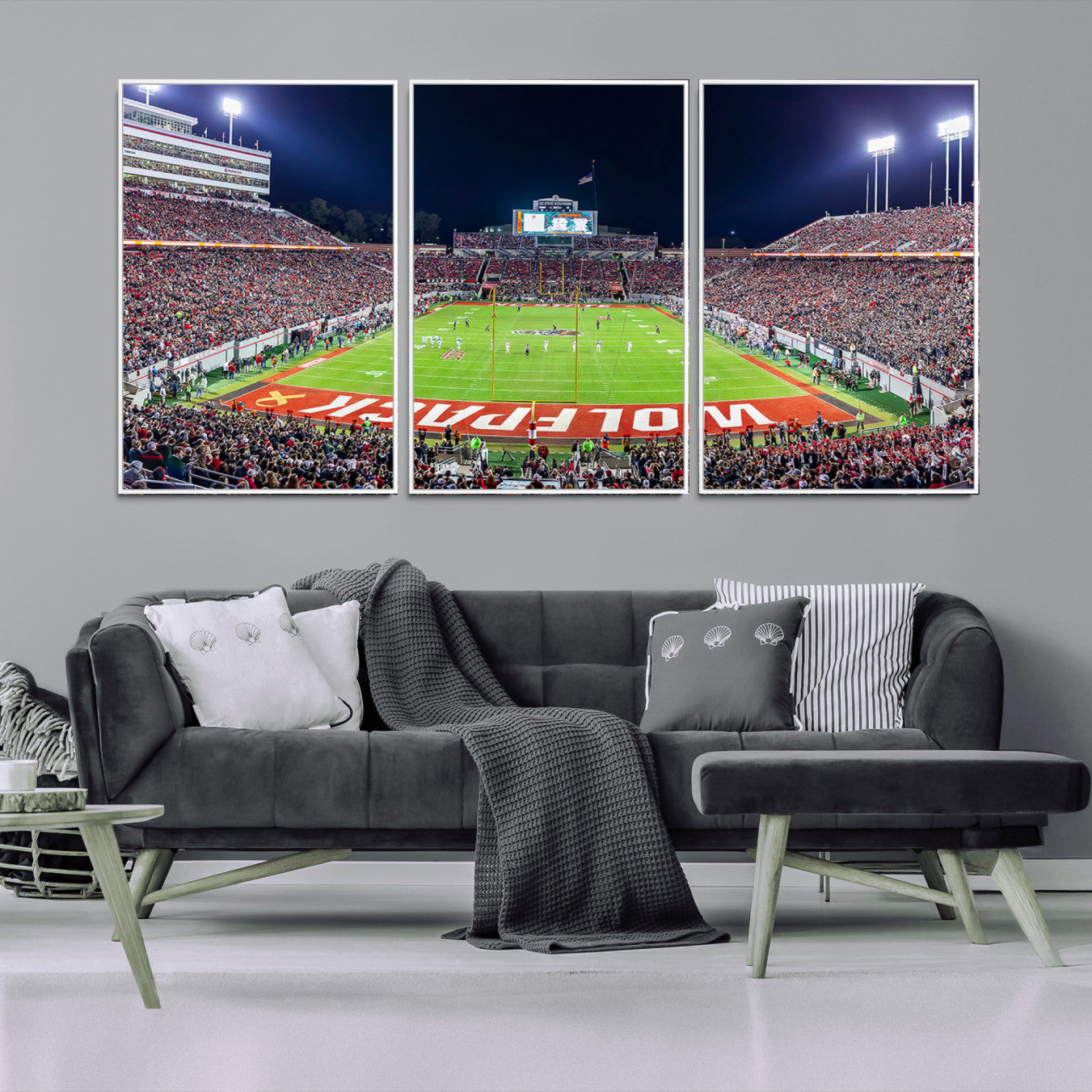 80943-MGV-FC-60X30-3P_White-Wolfpack Football Team Print - Raleigh Carter-Finley Stadium Wall Art Canvas Print