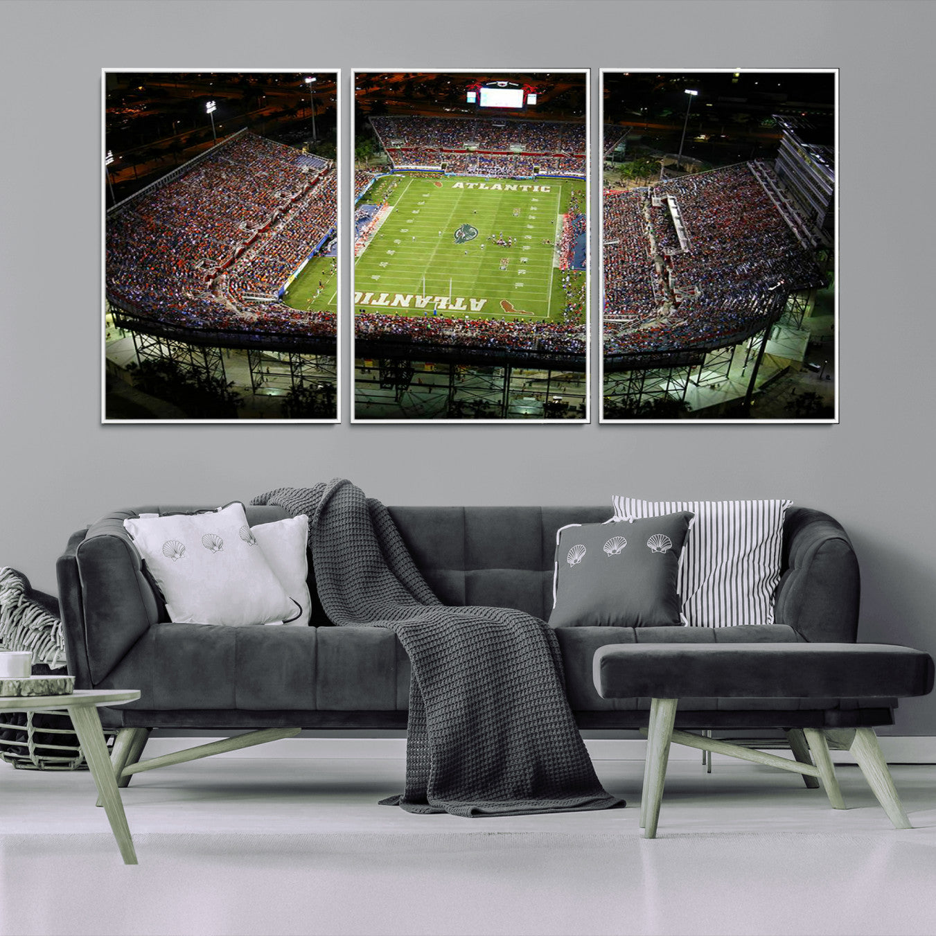 -Florida Atlantic University Owls Football Team Print - Boca Raton FAU Stadium Wall Art Canvas Print
