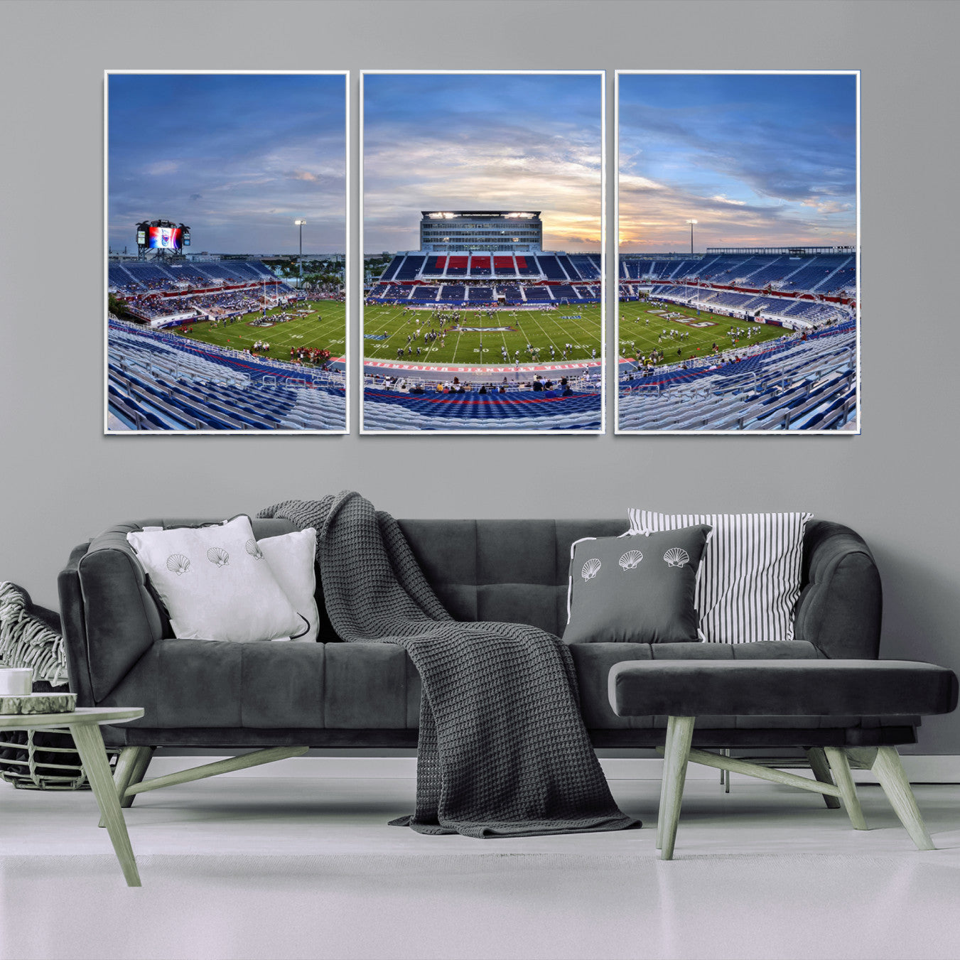 -Florida Atlantic University Owls Football Team Print - Boca Raton FAU Stadium Wall Art Canvas Print