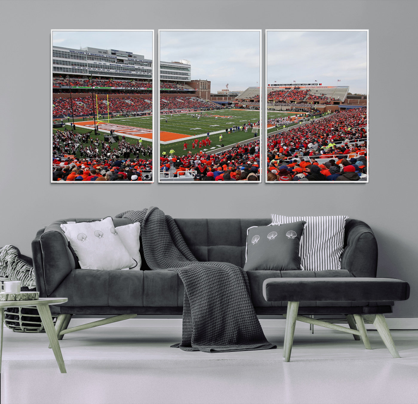 86851-MGV-CV-36X24-University of Illinois Fighting Illini Football Team Print - Champaign Illinois Memorial Stadium
