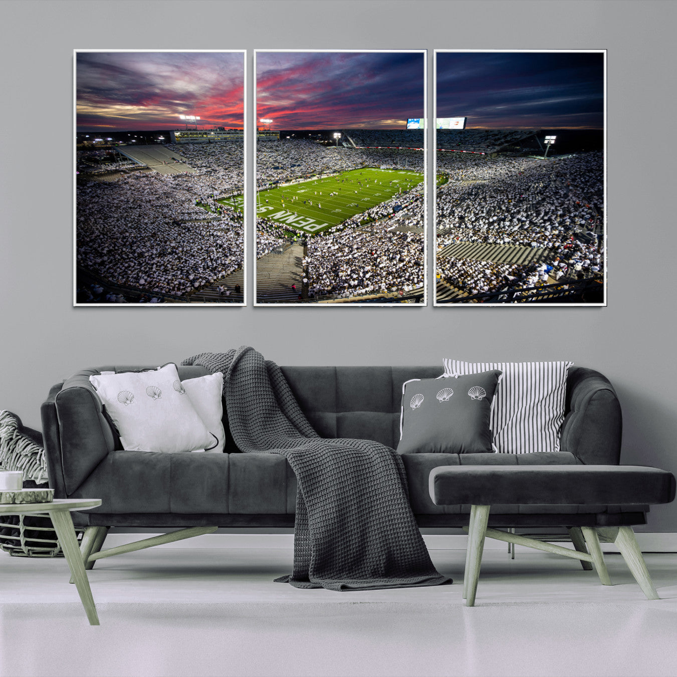 -Penn State Nittany Lions Football Team Print - University Park Beaver Stadium Art Canvas Print