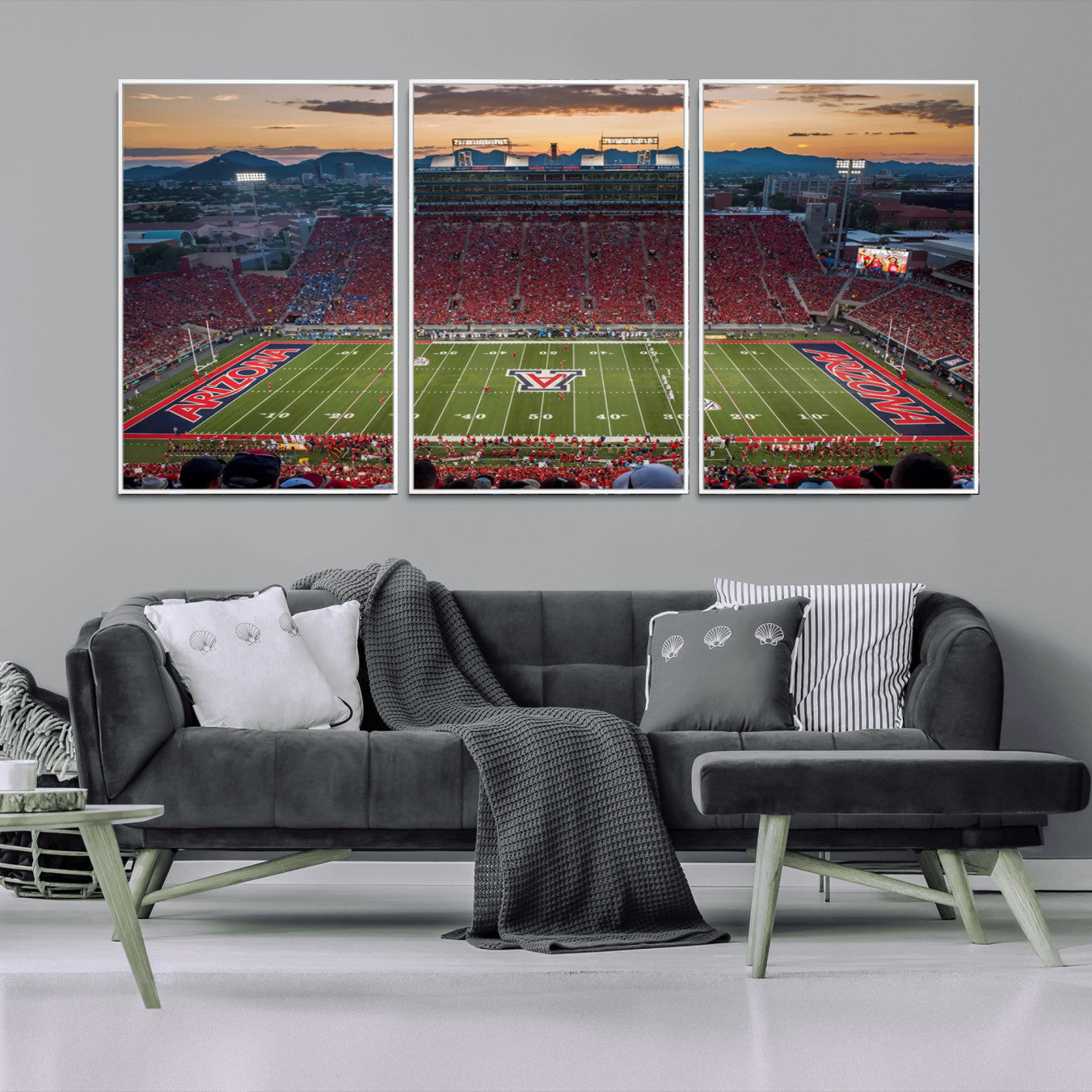 99722-MGV-CV-36X24-Framed Arizona Wildcats Football Team Print - Tucson Arizona Stadium Wall Art Canvas Print
