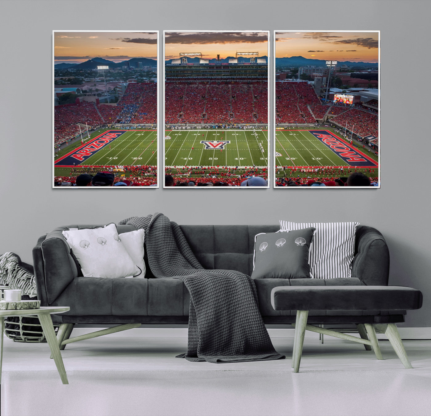 99722-MGV-CV-36X24-Framed Arizona Wildcats Football Team Print - Tucson Arizona Stadium Wall Art Canvas Print