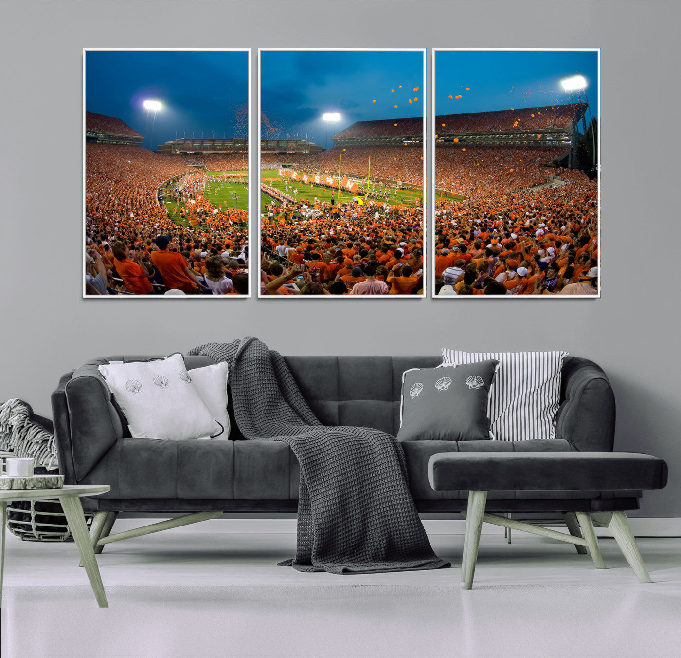 -Clemson University Tigers Football Team Print - Clemson Memorial Stadium Wall Art Canvas Print