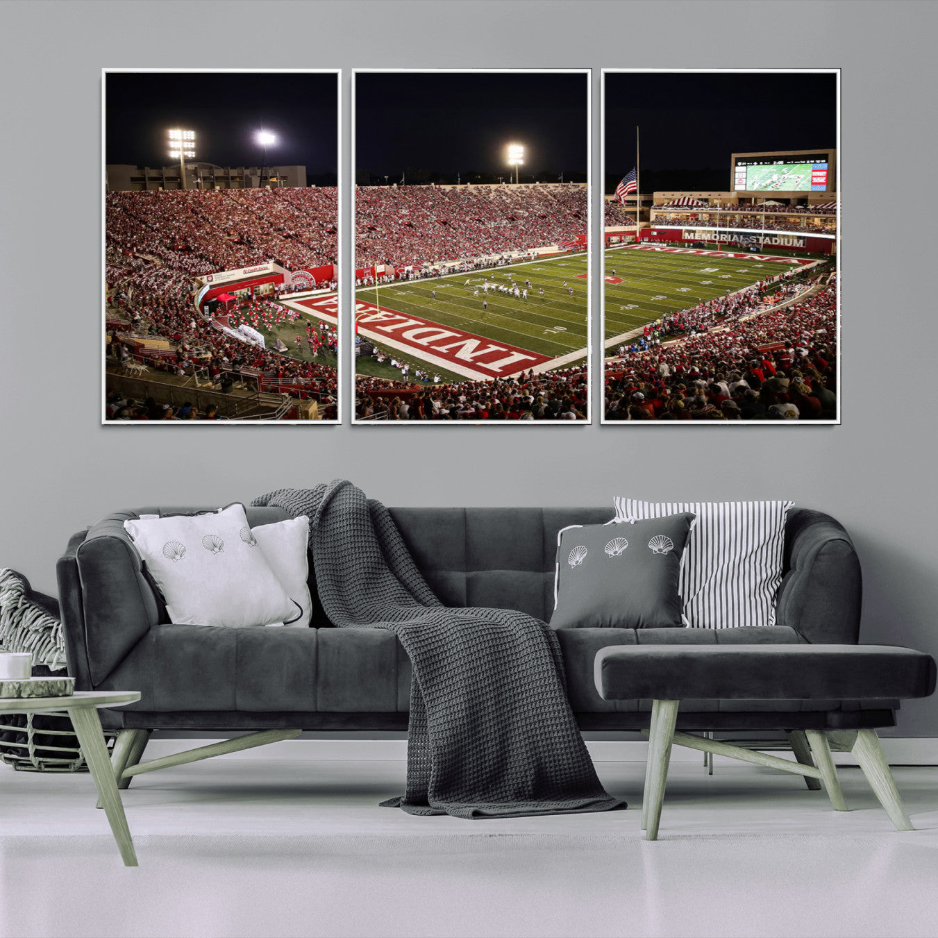 -Indiana University Hoosiers Football Team Print Canvas - Bloomington Memorial Stadium Wall Art