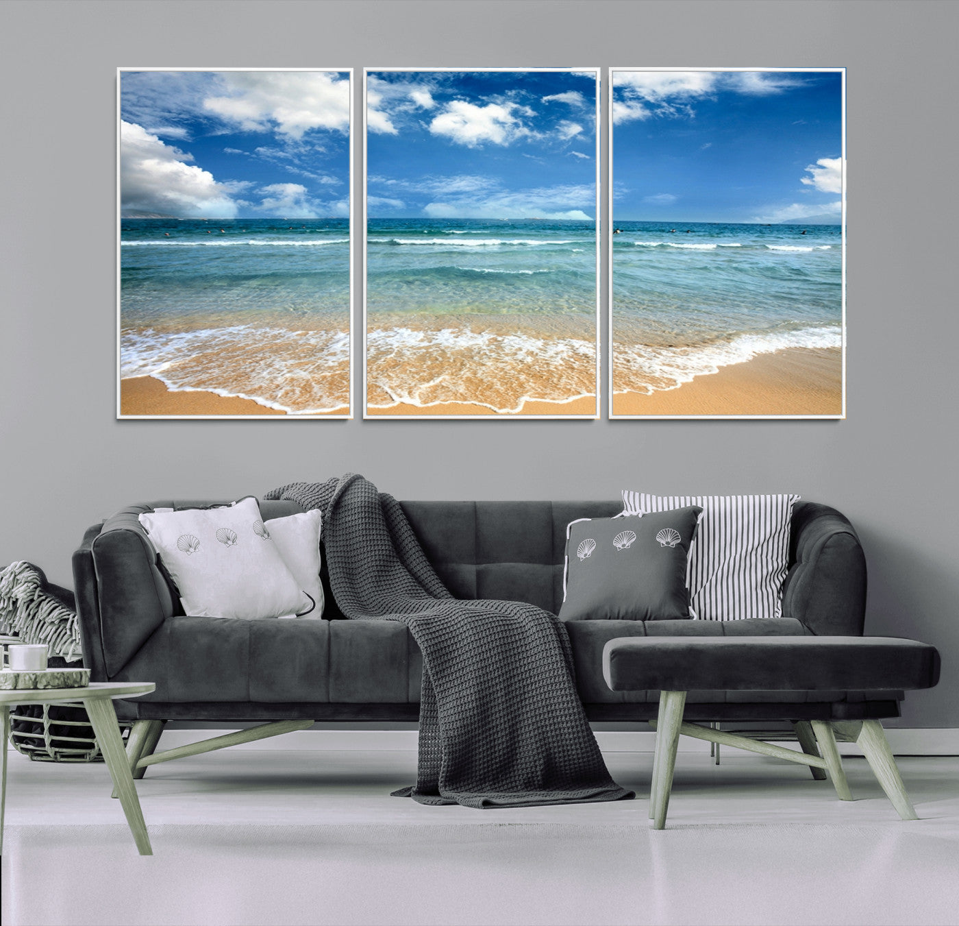 -Sea View From the Beach Canvas Print